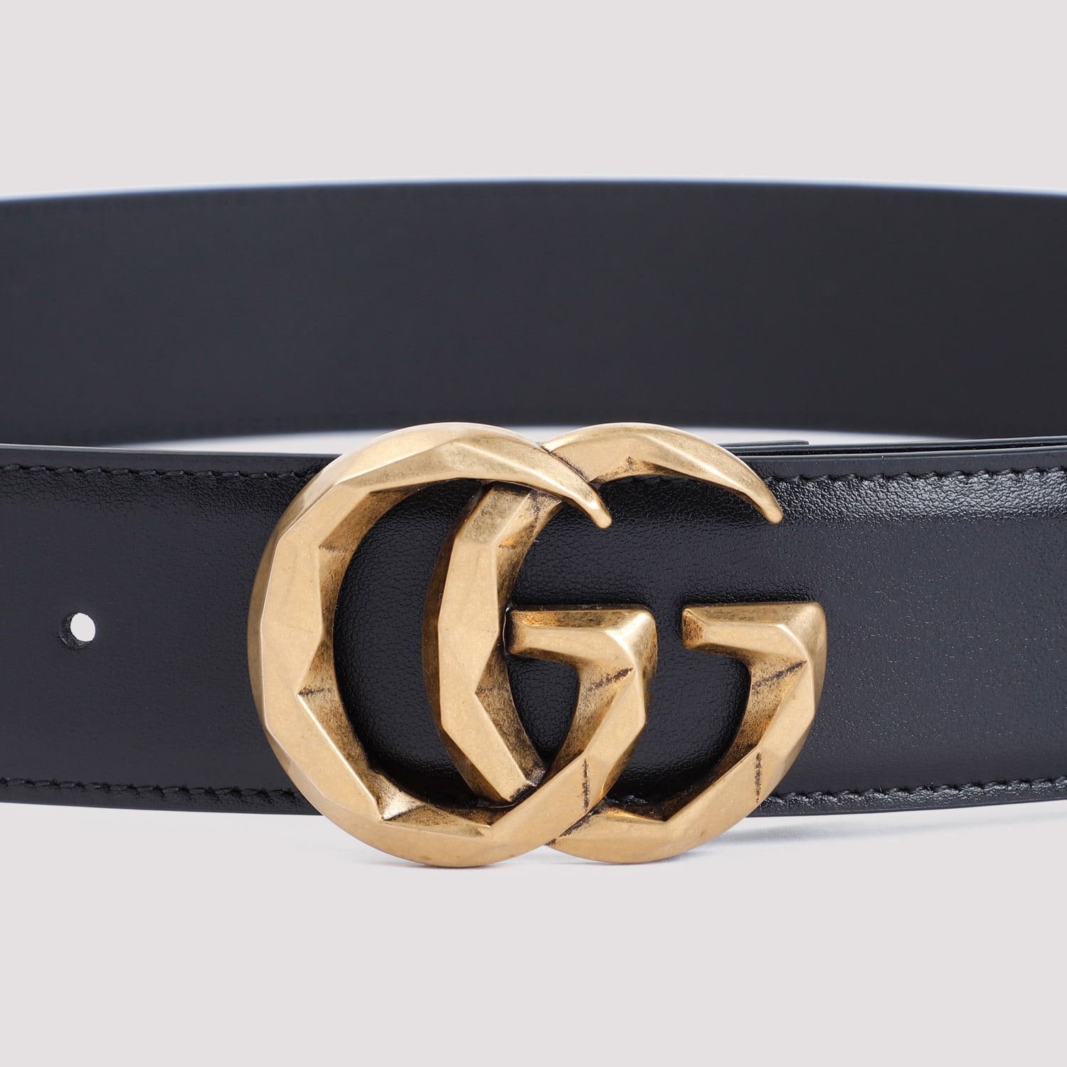 Shop Gucci Gg Leather Belt In Nero