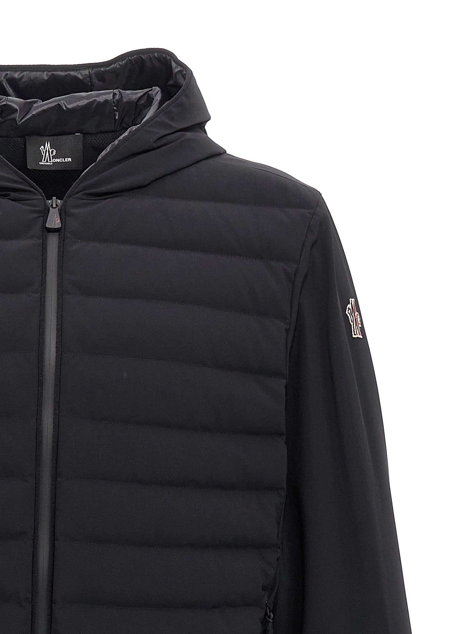 Shop Moncler Padded Insert Hooded Cardigan In Black