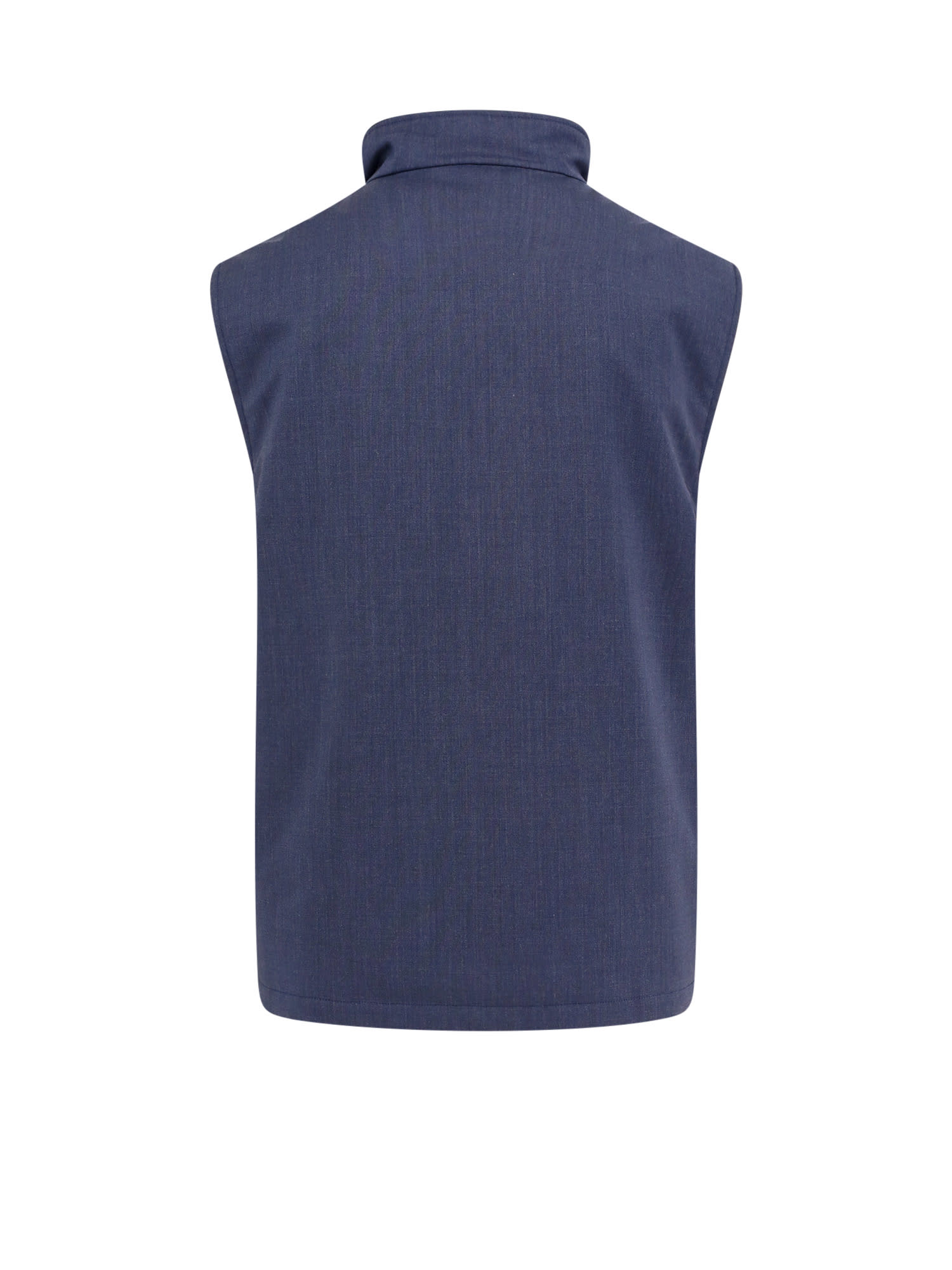 Brunello Cucinelli Zip-up Wool Padded Vest In Blue
