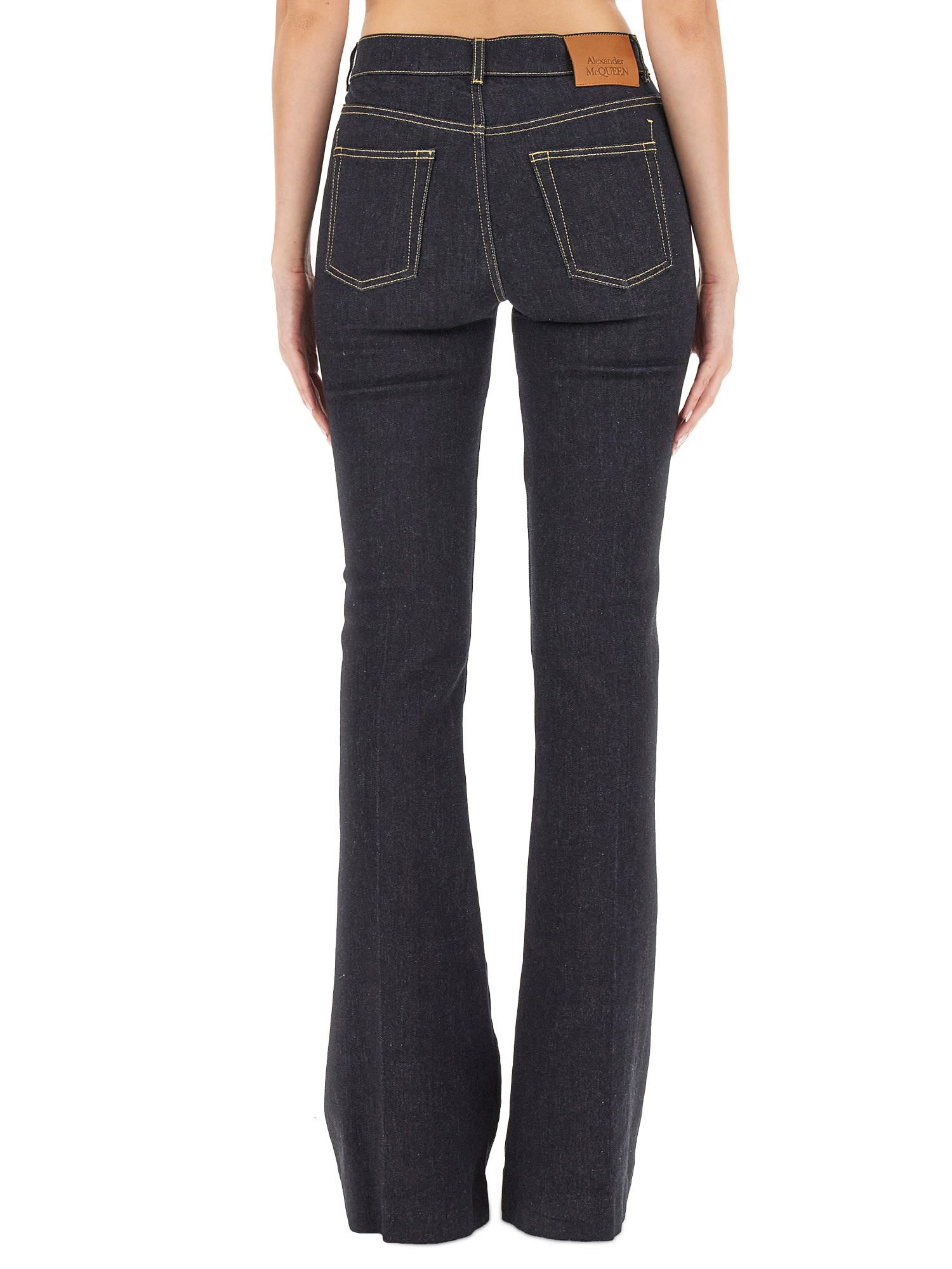 Shop Alexander Mcqueen Jeans Boot Cut In Denim Blue