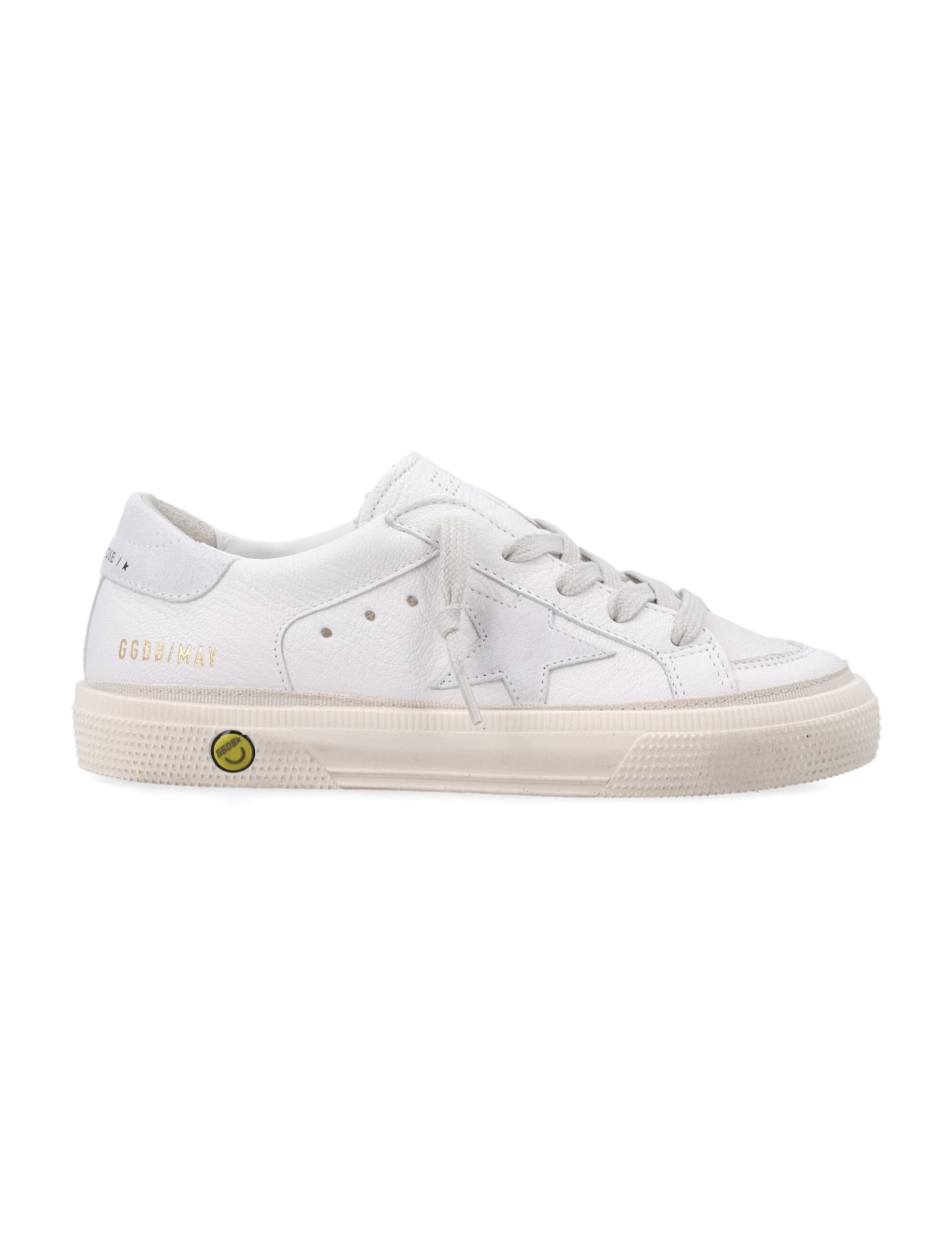 Golden Goose Kids May White Nappa Leather Sneakers In White