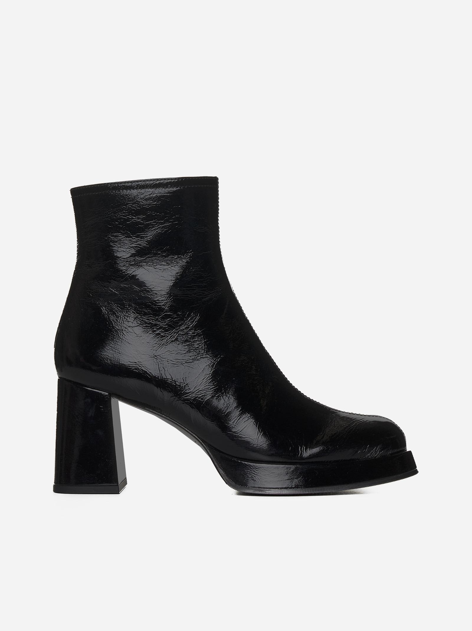 Shop Chie Mihara Katrin Patent Leather Ankle Boots In Negro