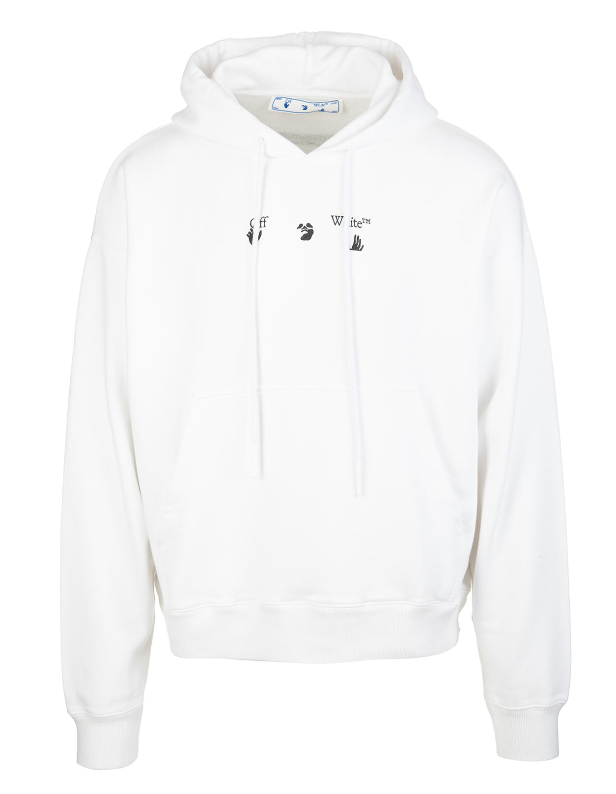 Off-White Man Oversize Marker Hoodie In White And Black