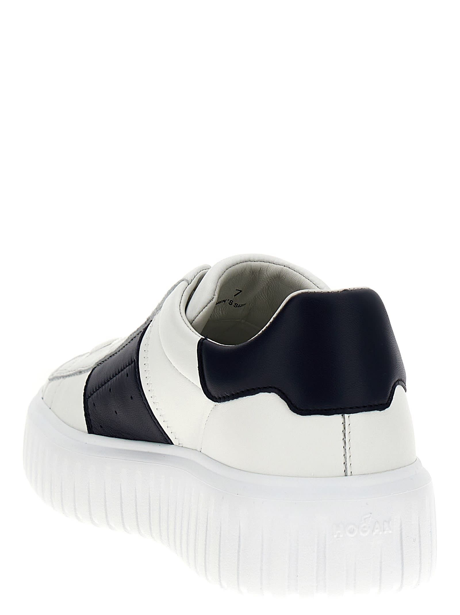Hogan Panelled Design Calf Leather Sneakers With Chunky Sole In White