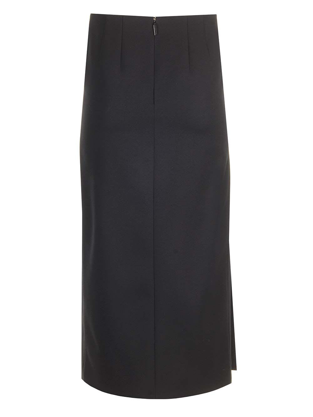 Shop Valentino Grisaille Wool Midi Skirt In Black