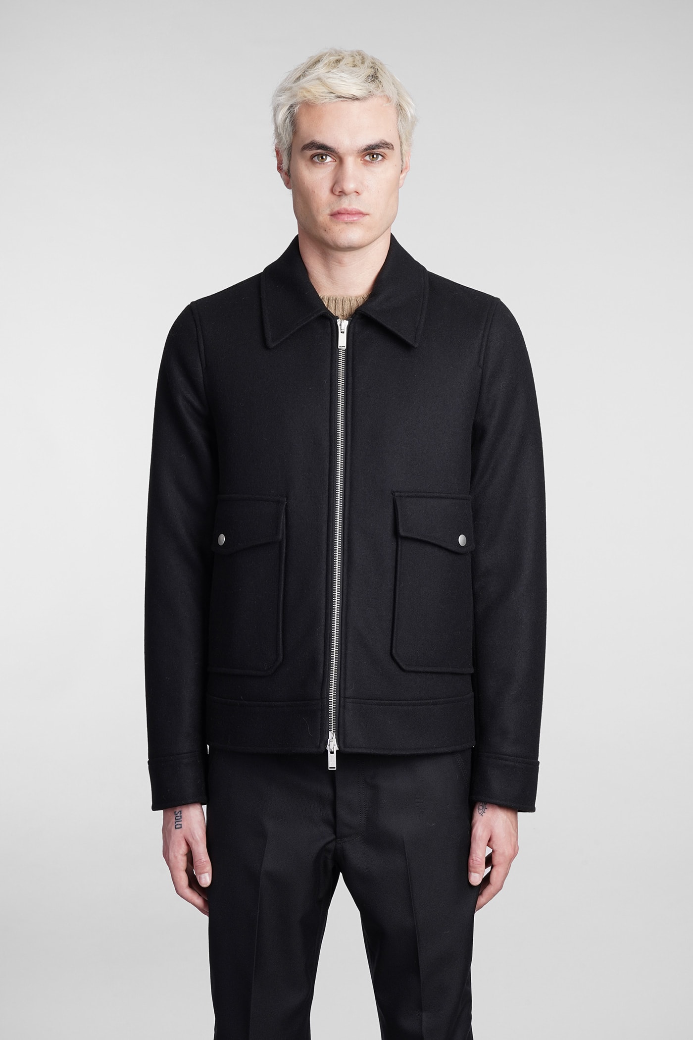 PT01 Coat In Black Wool