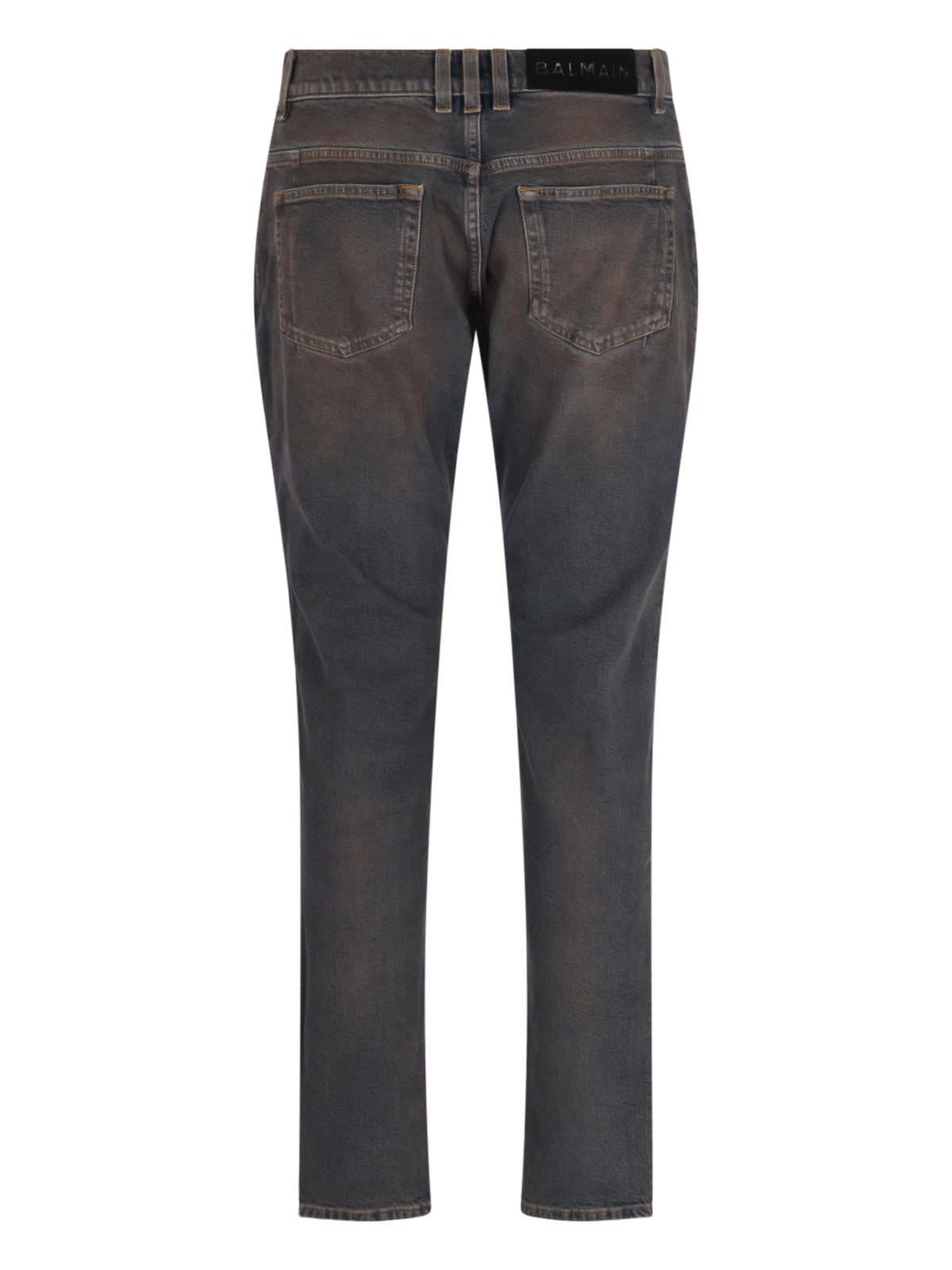 Shop Balmain Slim Jeans In Brown