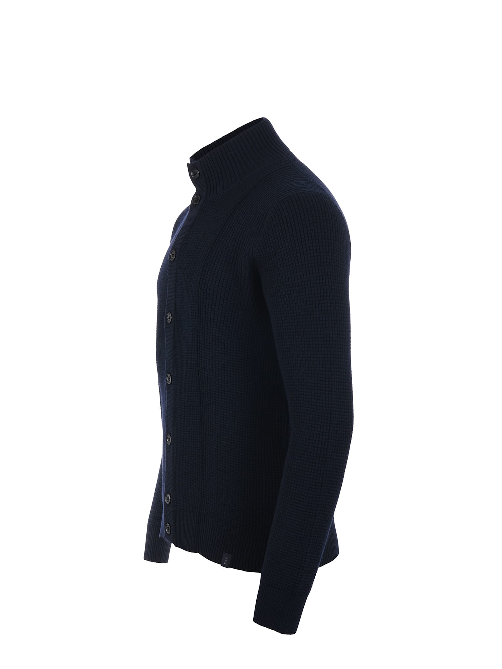 Fay Double Front Cardigan In Blue