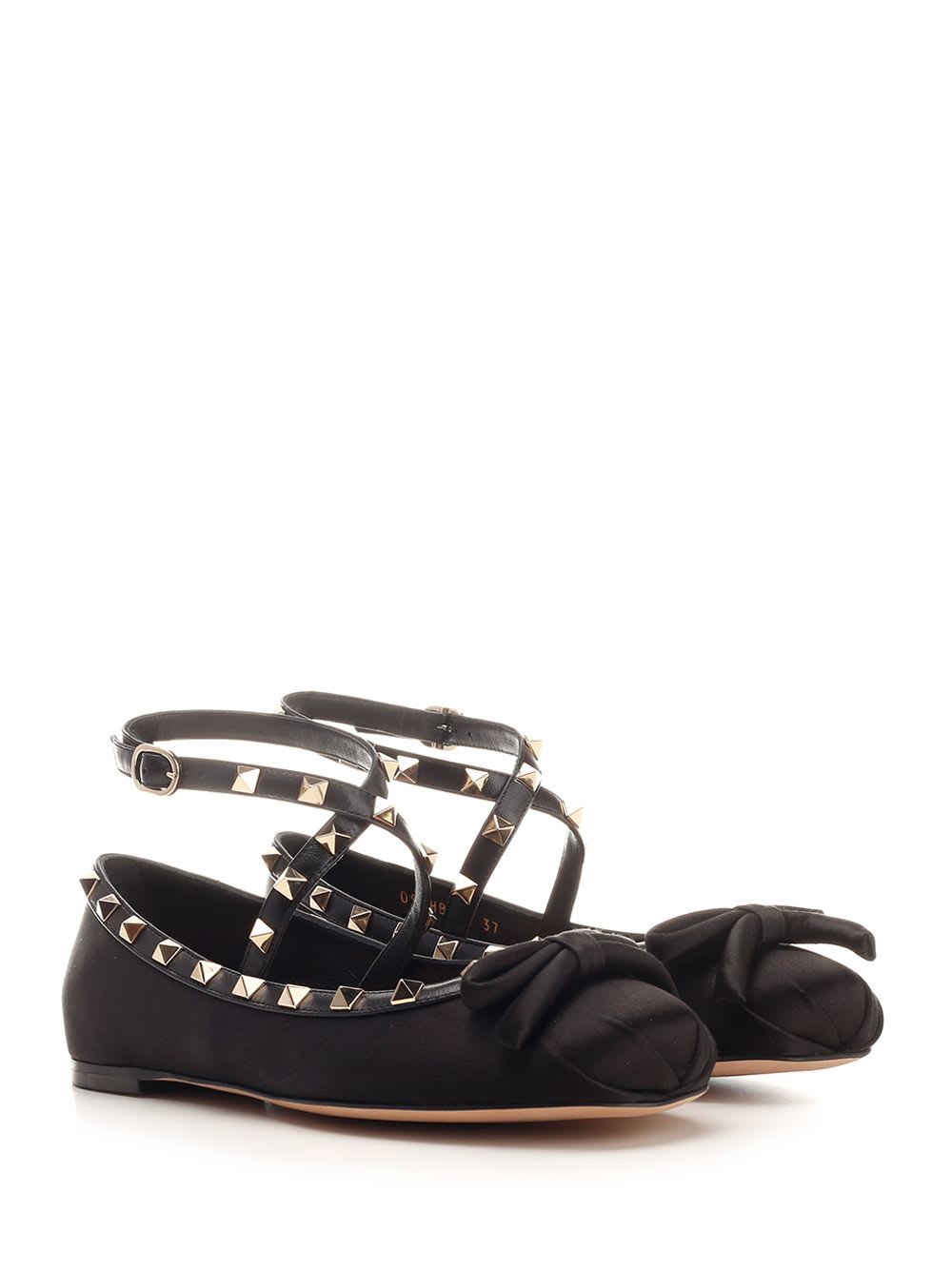 Shop Valentino Rockstud Flat Shoes In Black