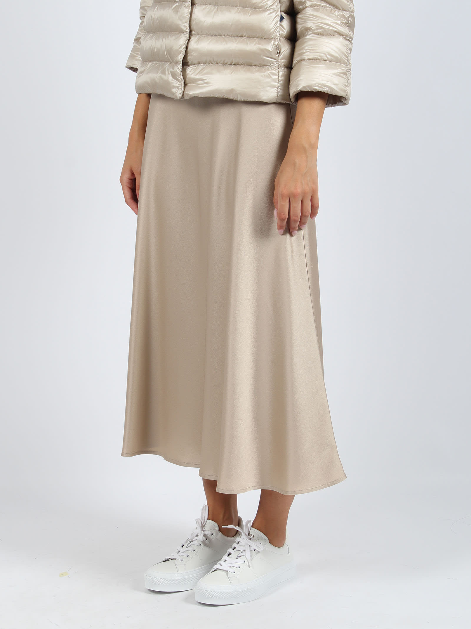 Shop Herno Satin Fluid Skirt In Nude & Neutrals