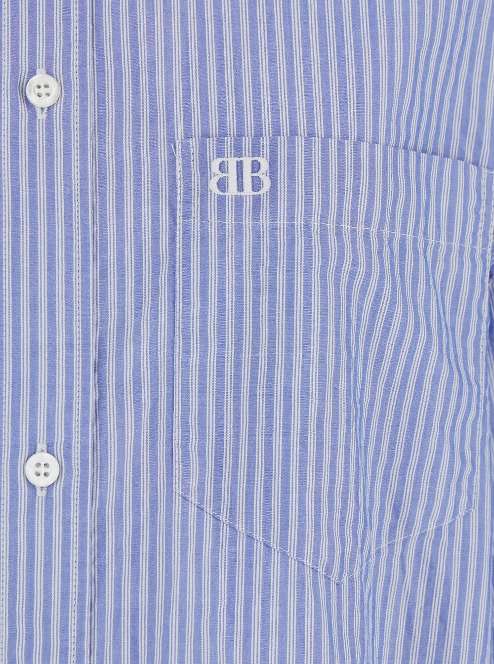 Shop Balenciaga Light Blue And White Long Sleeve Shirt With Stripes And Knot On The Back In Cotton Women