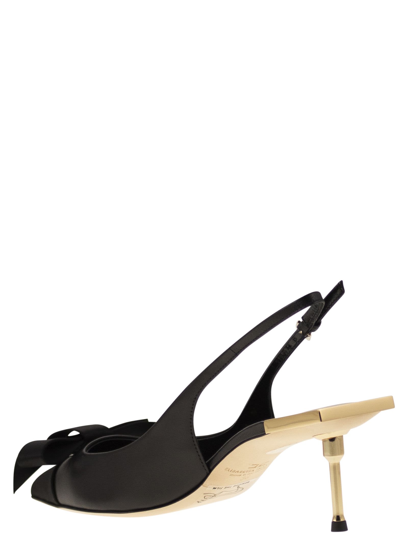 Elisabetta Franchi Women's Nappa Leather Slingback With Satin Bow Sandal In Black