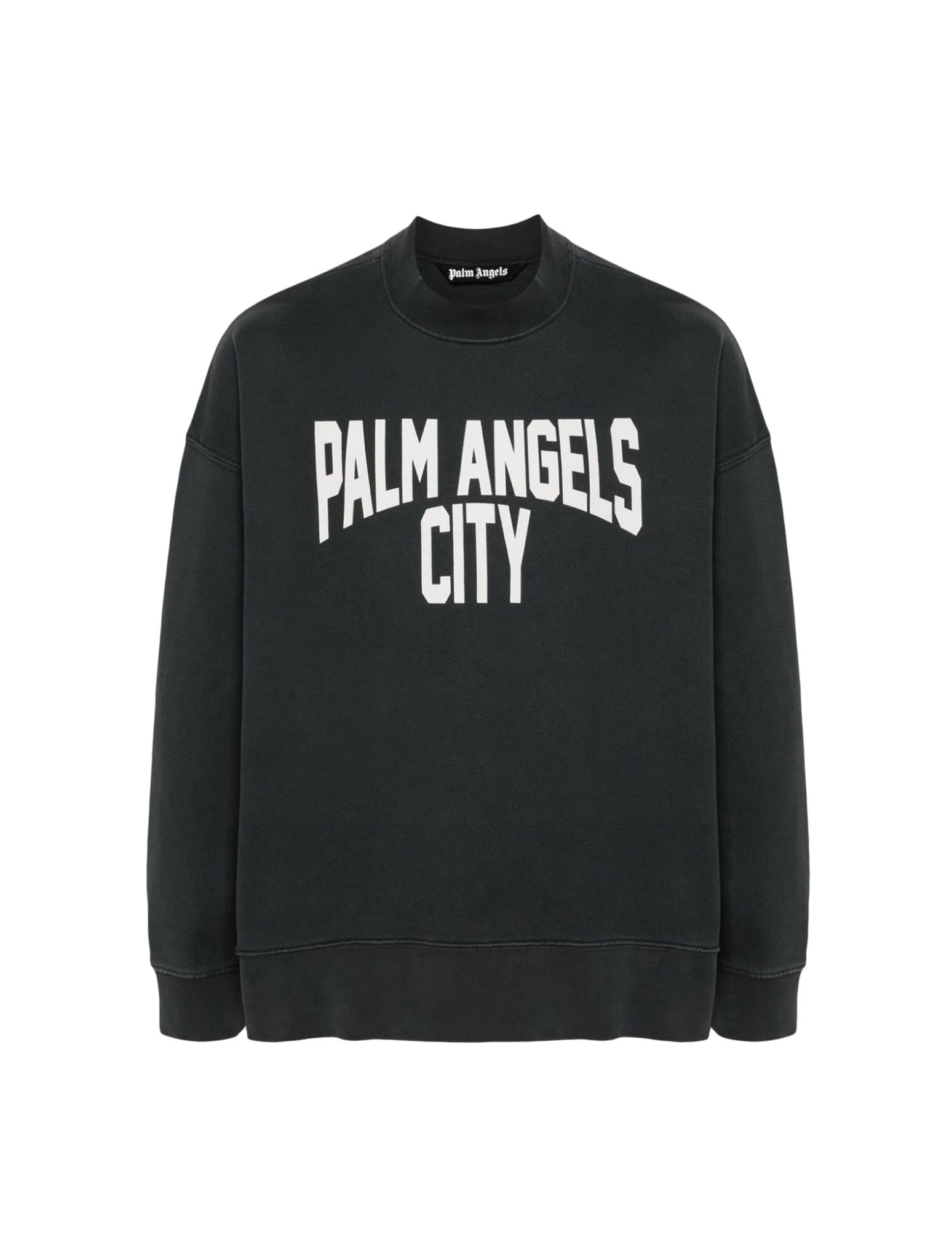 Shop Palm Angels Pa City Washed Crew In Dark Grey White