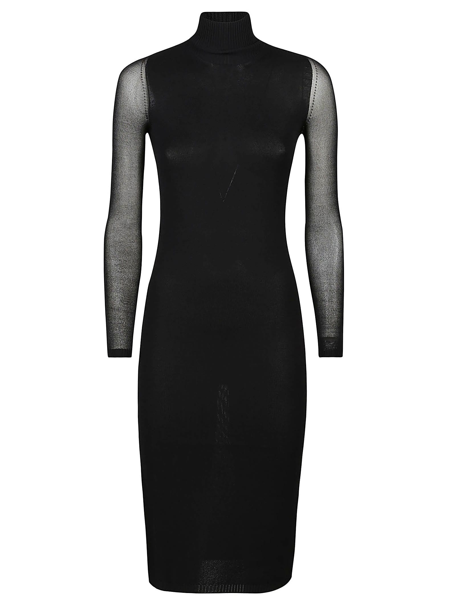 Max Mara Natalia Knitted Midi Dress In Nero