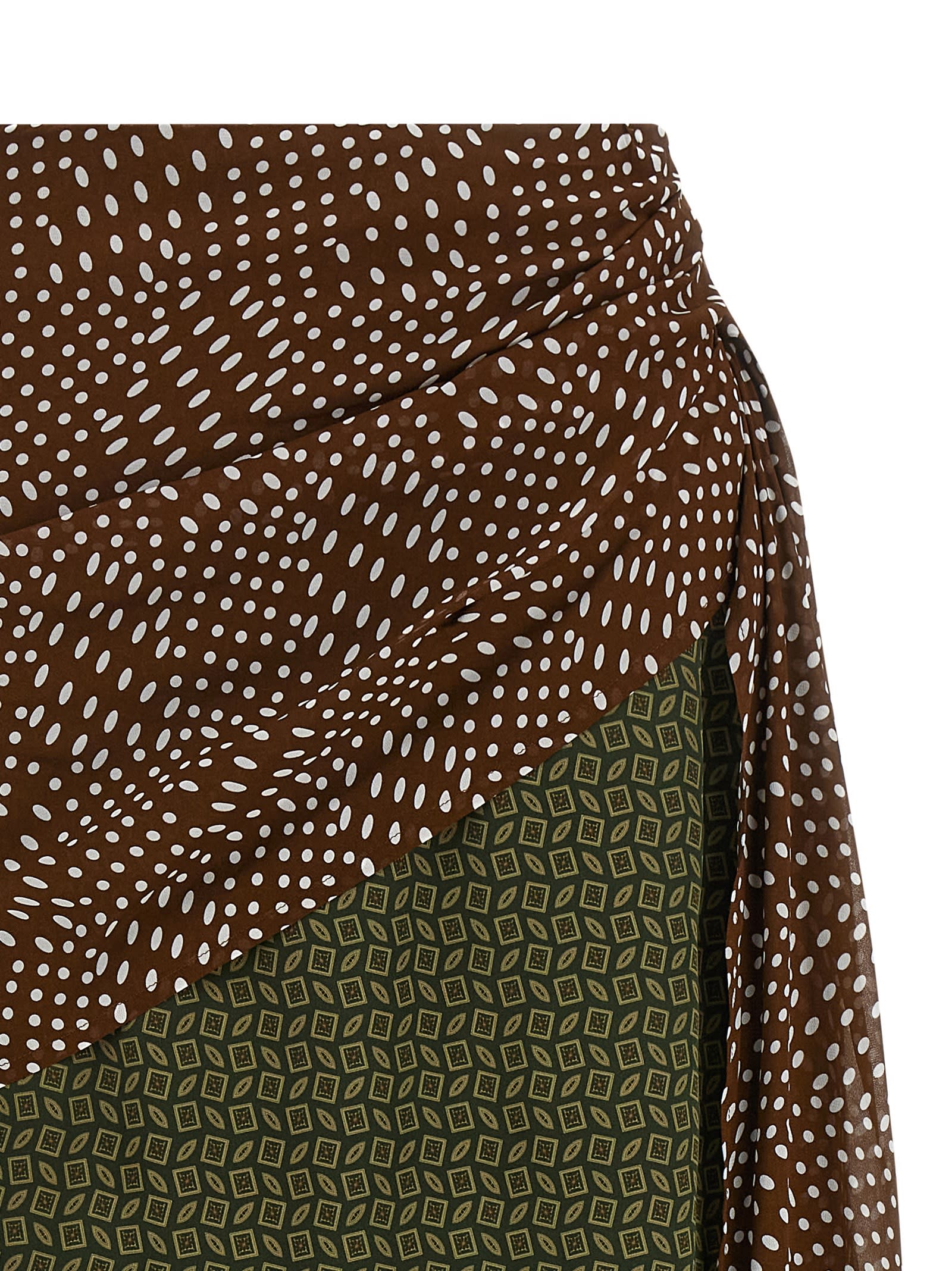 Dries Van Noten Draped Silk-satin Midi Skirt In Green