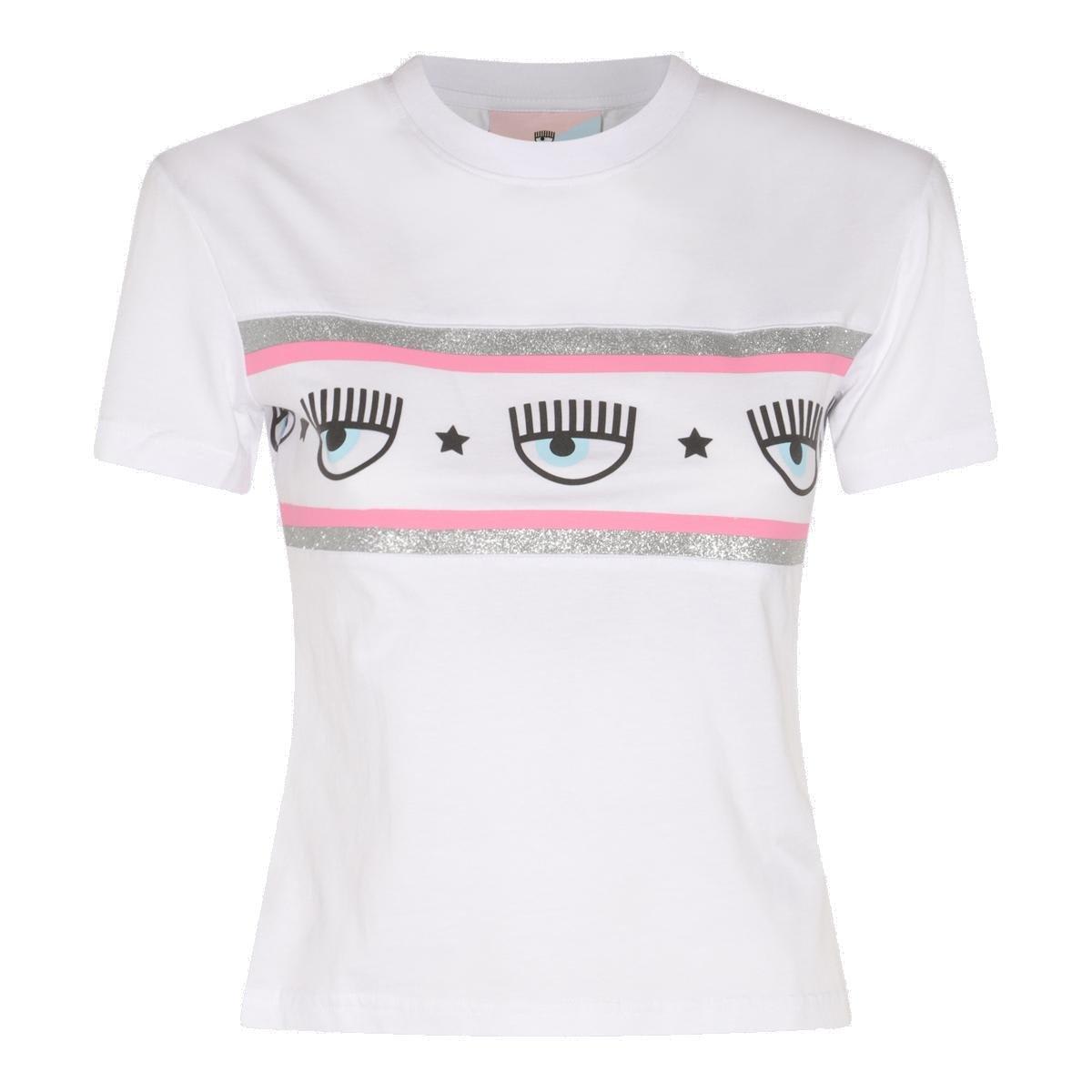 Shop Chiara Ferragni Eyelike Printed Crewneck T-shirt In White
