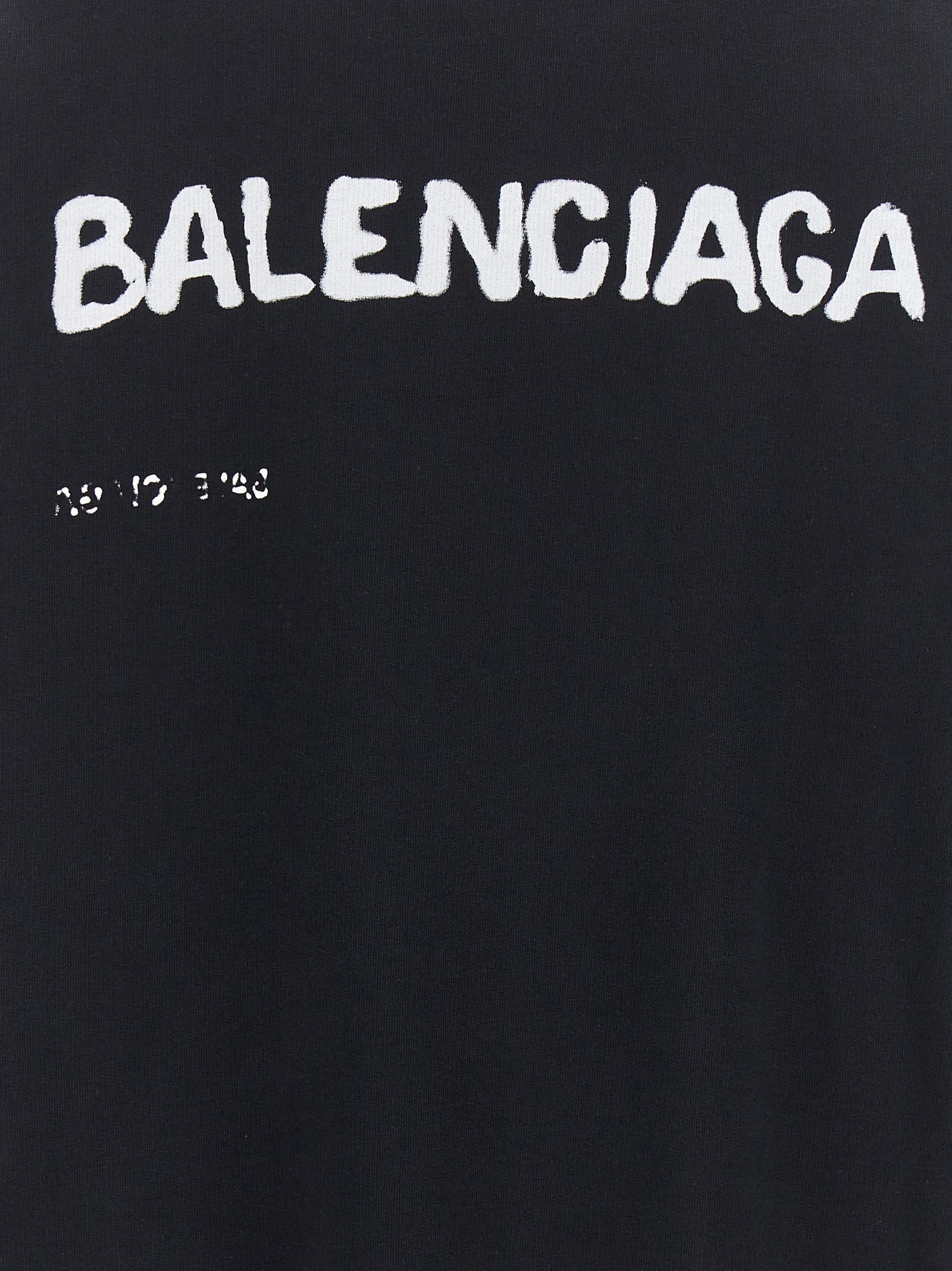Shop Balenciaga Logo Print Hoodie In White/black