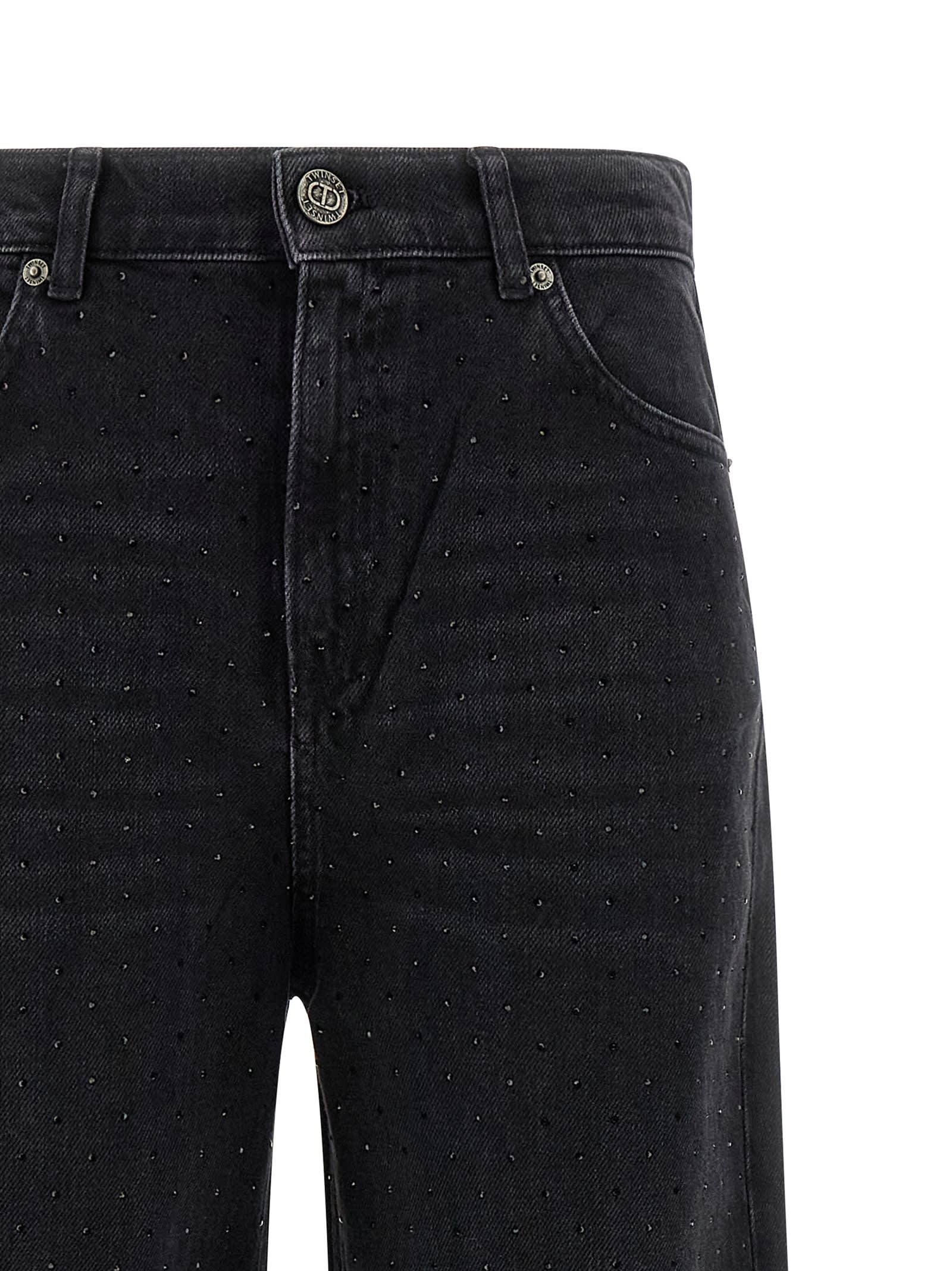 Twinset Crystal Jeans In Black