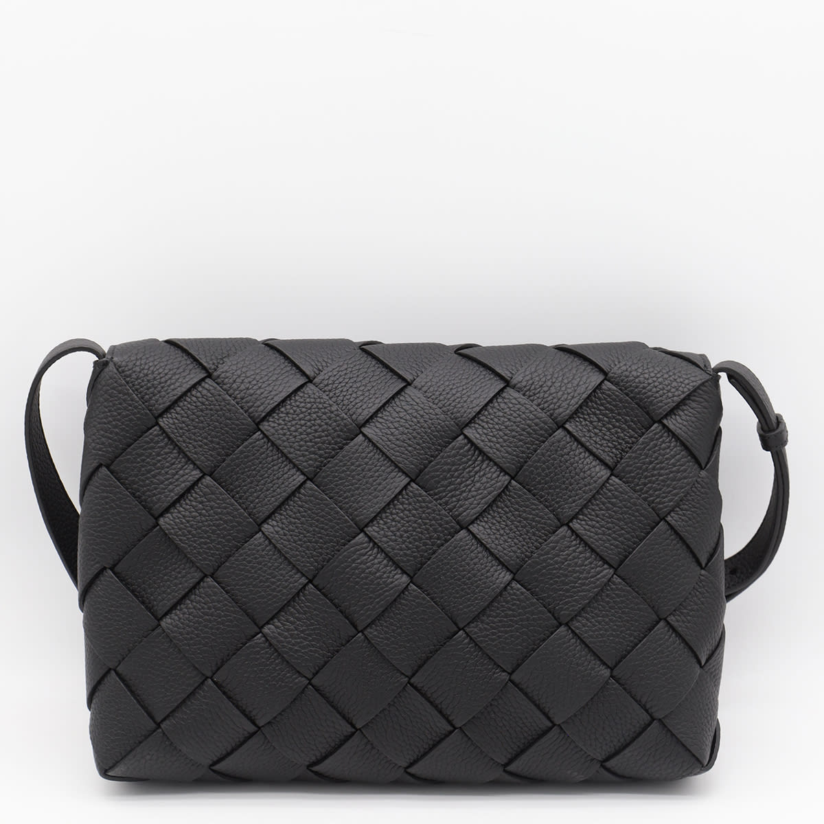 Bottega Veneta Black Leather Crossbody Bag In Black