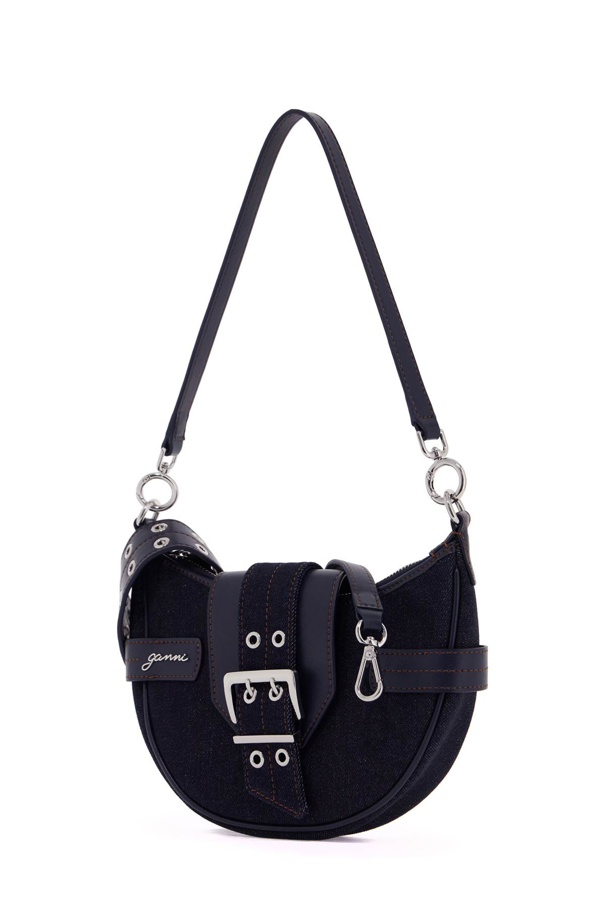 Ganni Denim Small Bucky Crossbody Bag In Dark Navy (blue)
