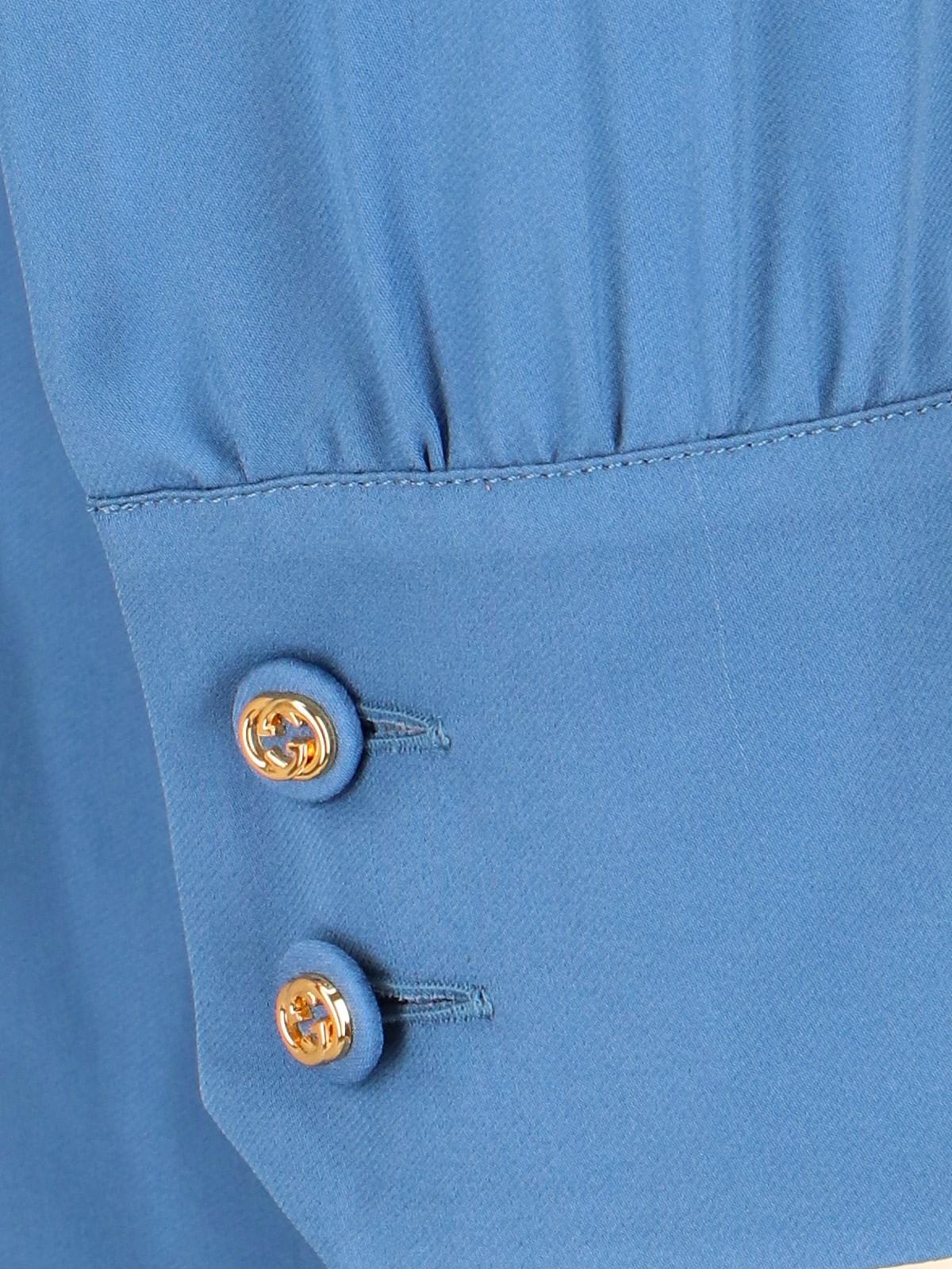 Shop Gucci Pussy Bow Detail Blouse In Blue