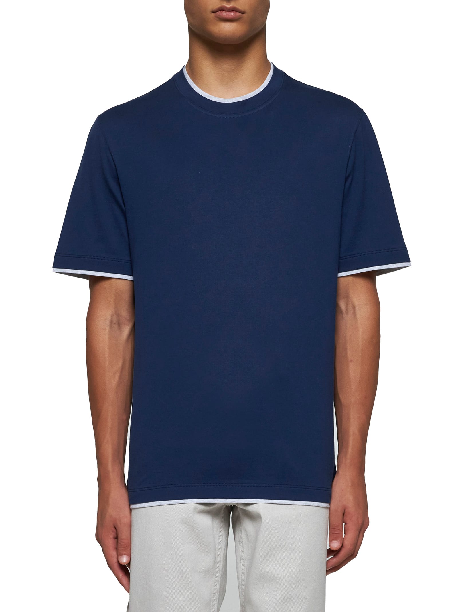 Shop Brunello Cucinelli T-shirt In Indigo+grigio Chiaro