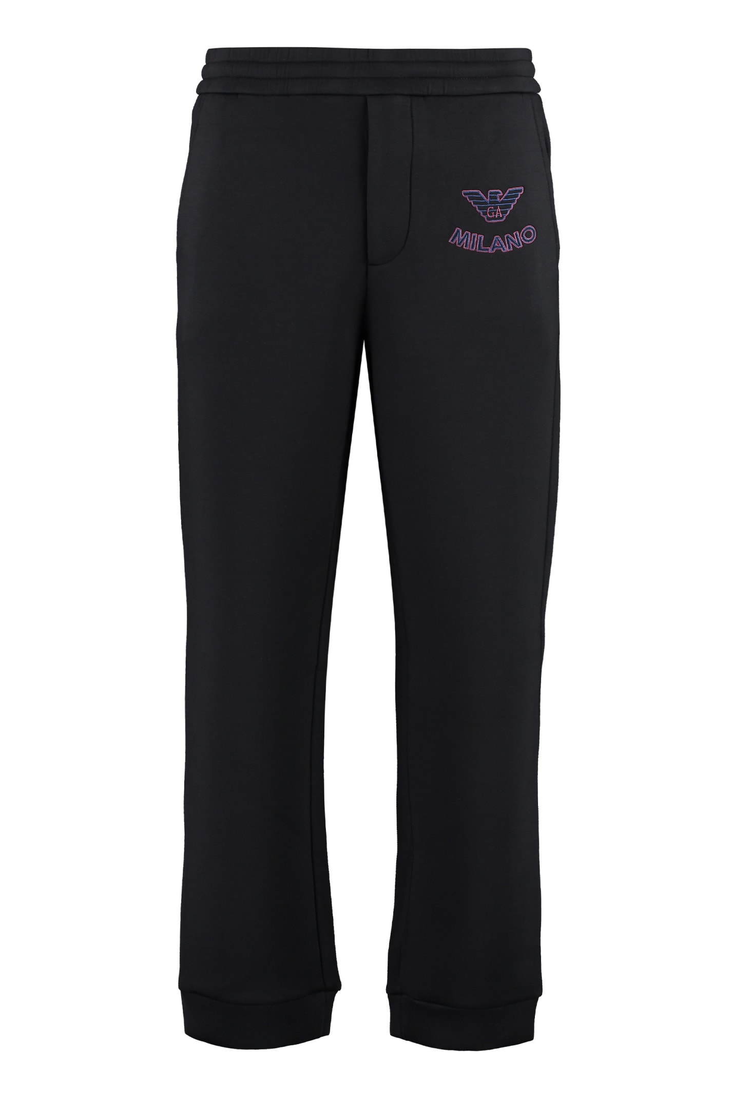 Shop Emporio Armani Embroidered Sweatpants In Black