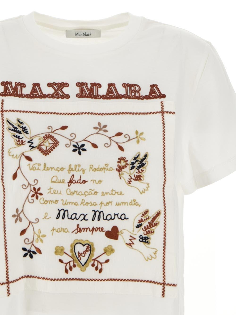 Max Mara Graphic Detailed Crewneck T-shirt In White