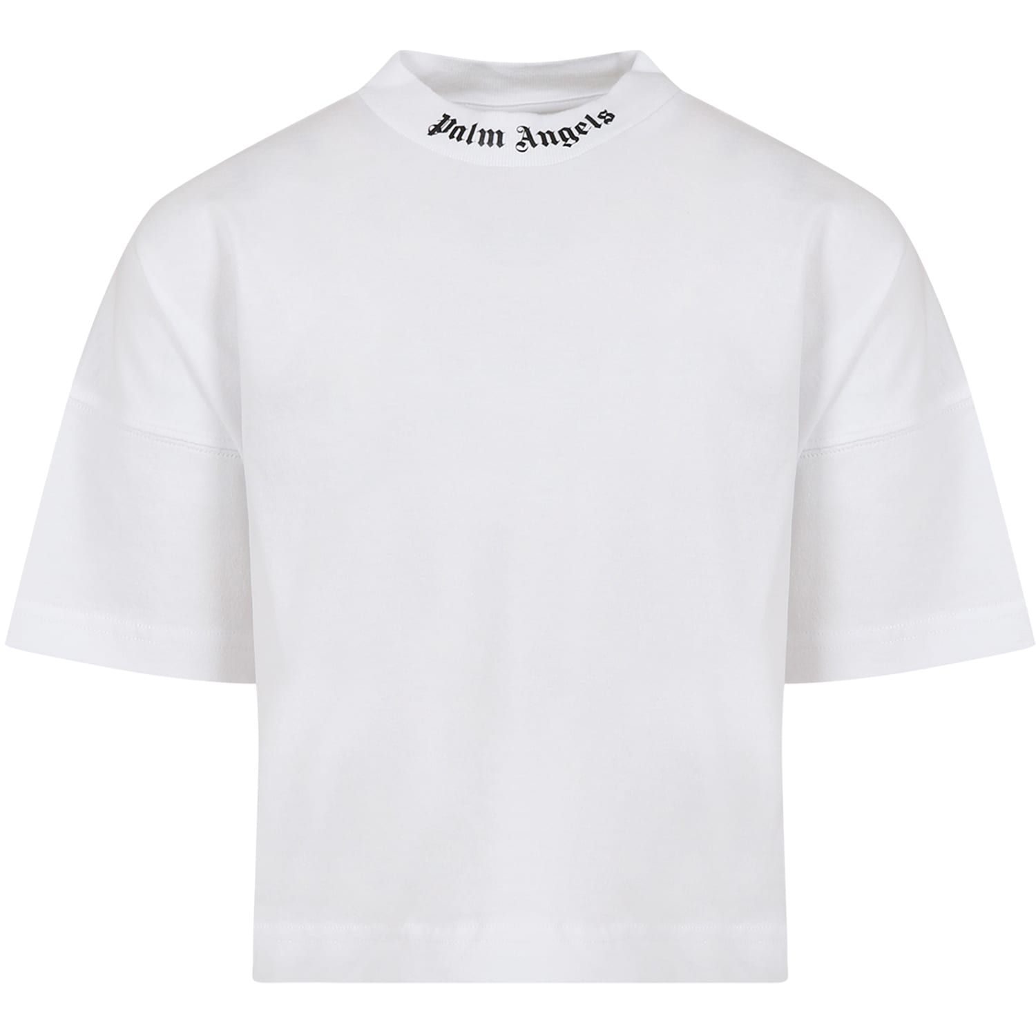 Shop Palm Angels White T-shirt For Kids With Logo