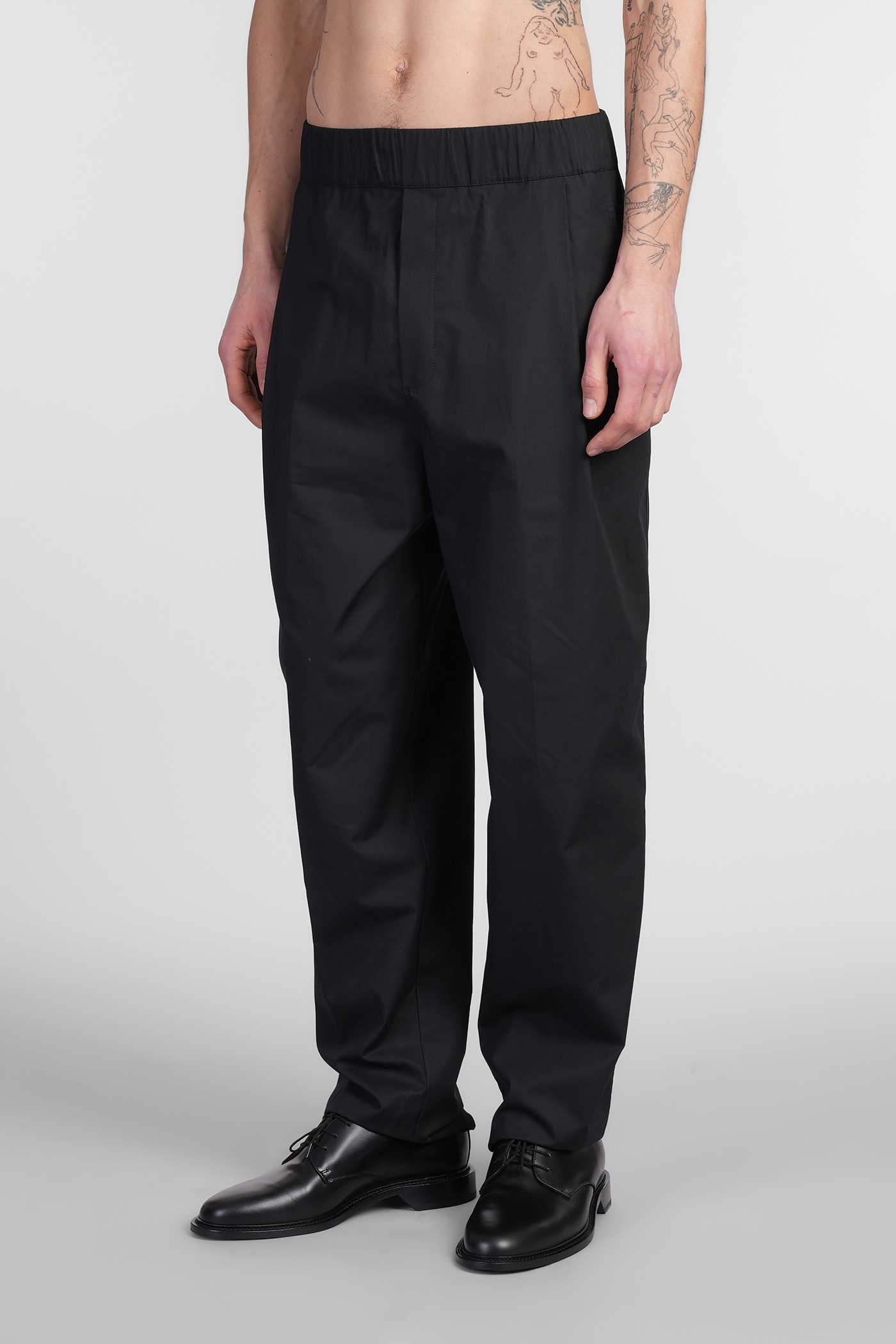 Laneus Pants In Black Wool In Black