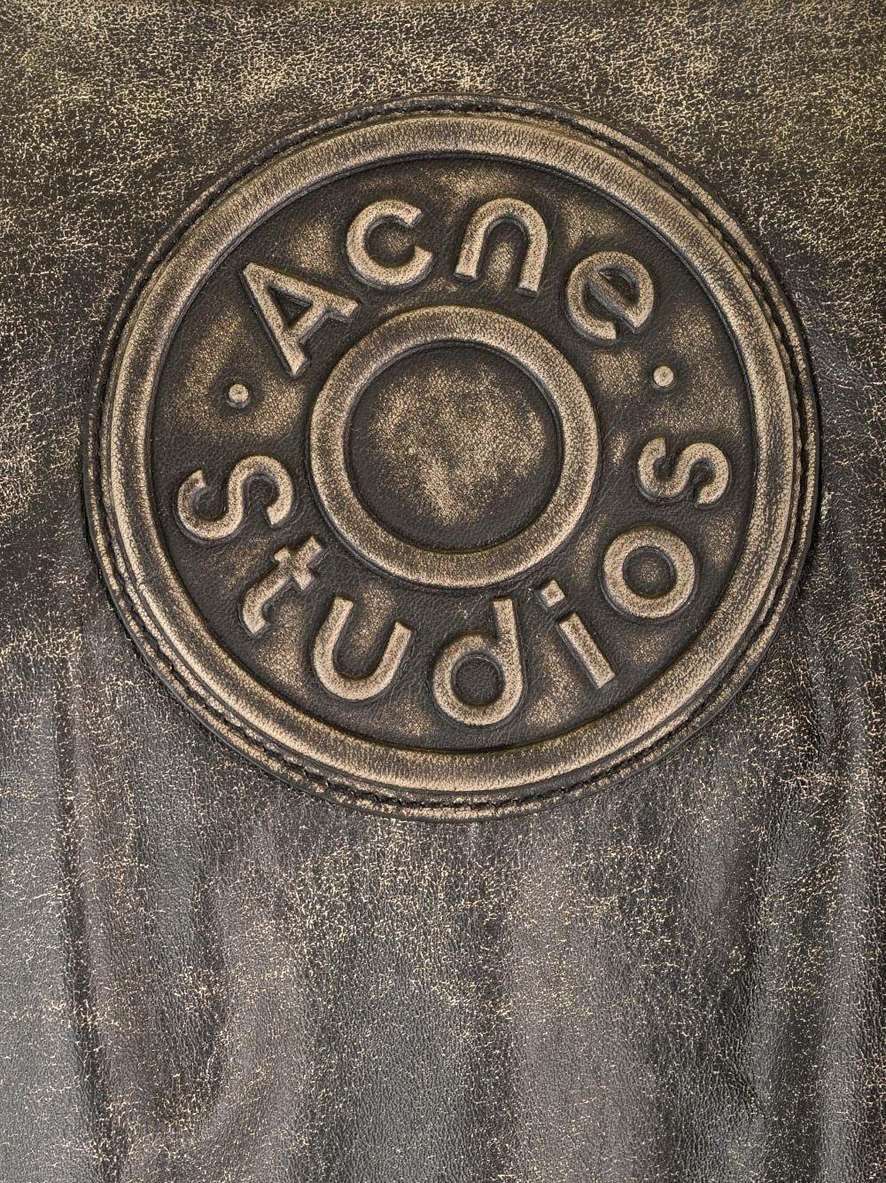 Acne Studios Black Distressed Leather Bomber Jacket In Black