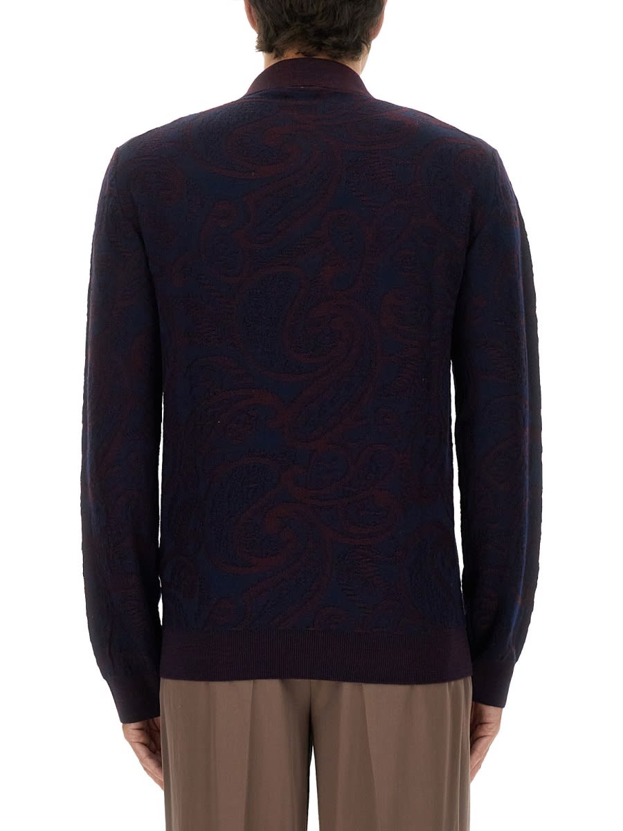 Etro Long-sleeved Polo Shirt In Black