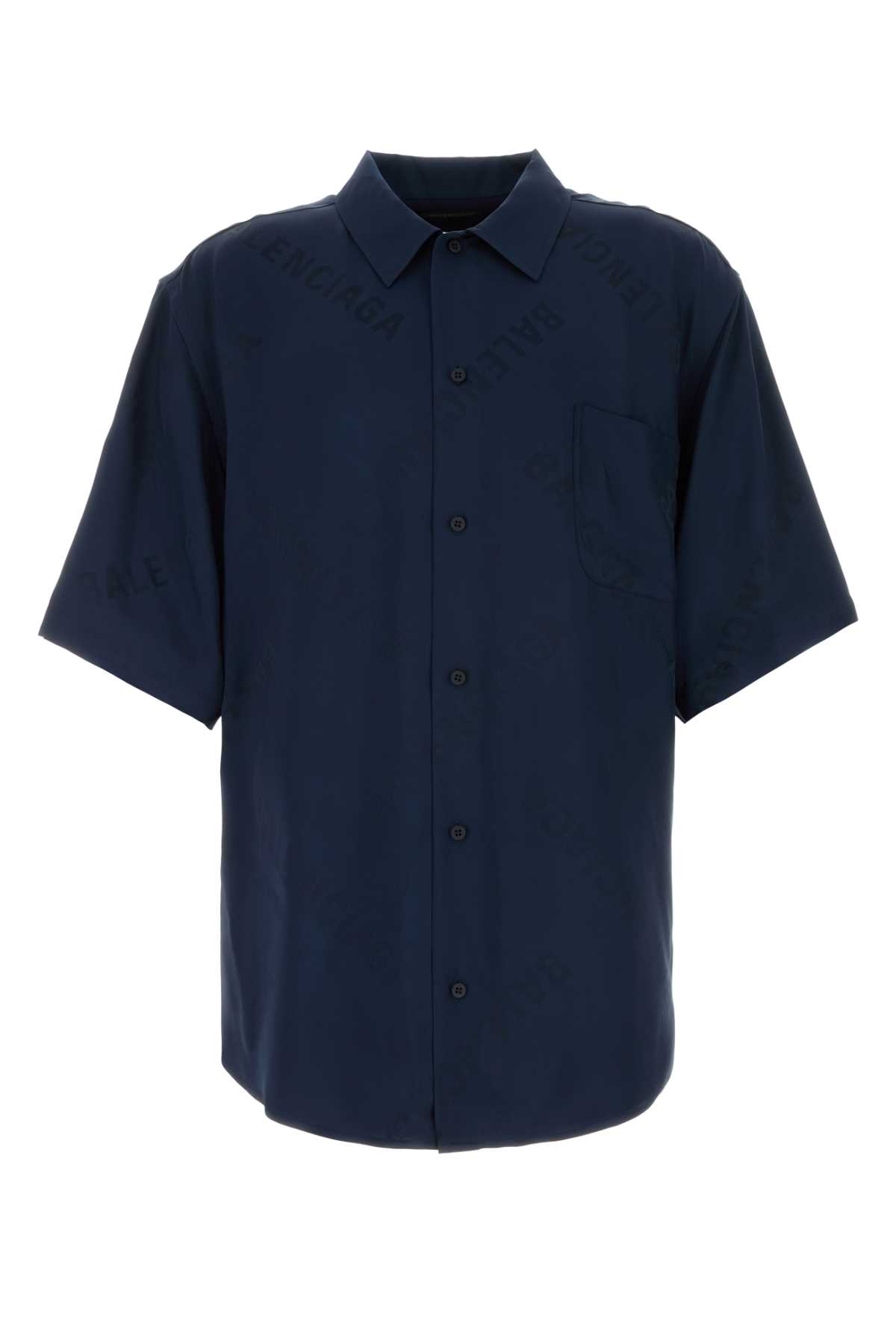 Blue Viscose Oversize Shirt