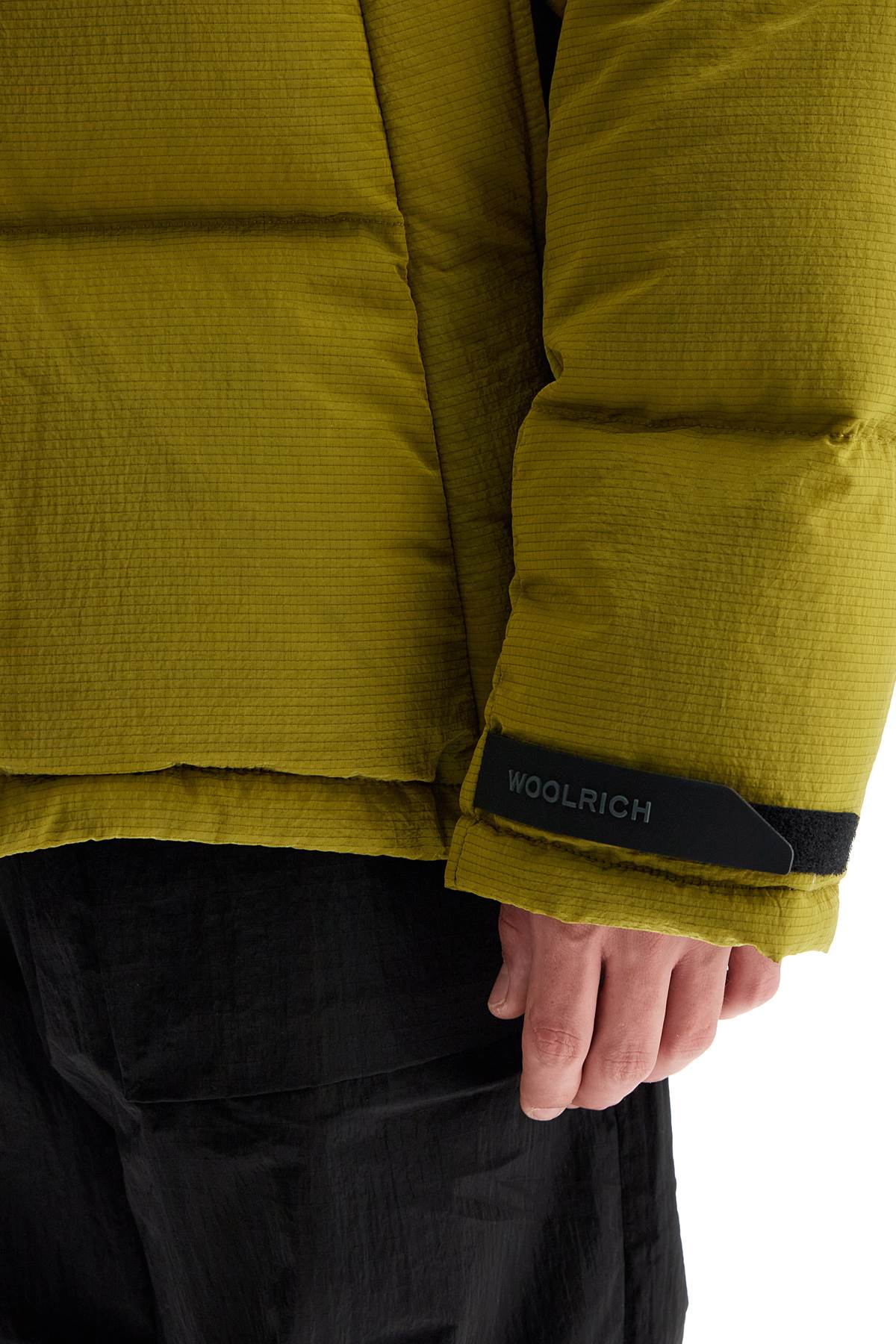 Shop Woolrich Short Ripstop Olmetex Down In Citron (green)