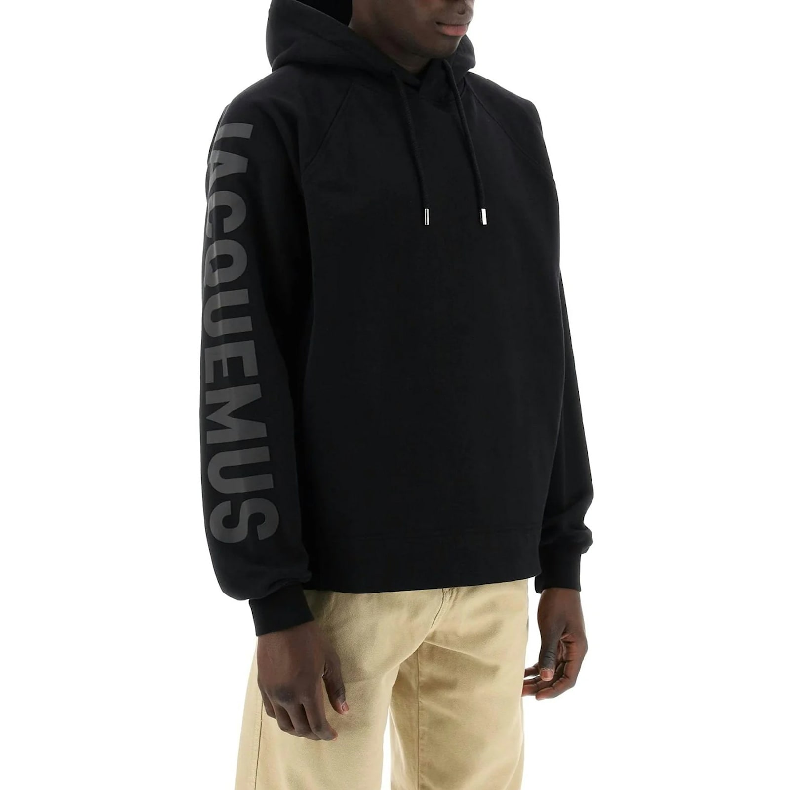 Shop Jacquemus Typo Logo Hoodie Sweatshirt In Black