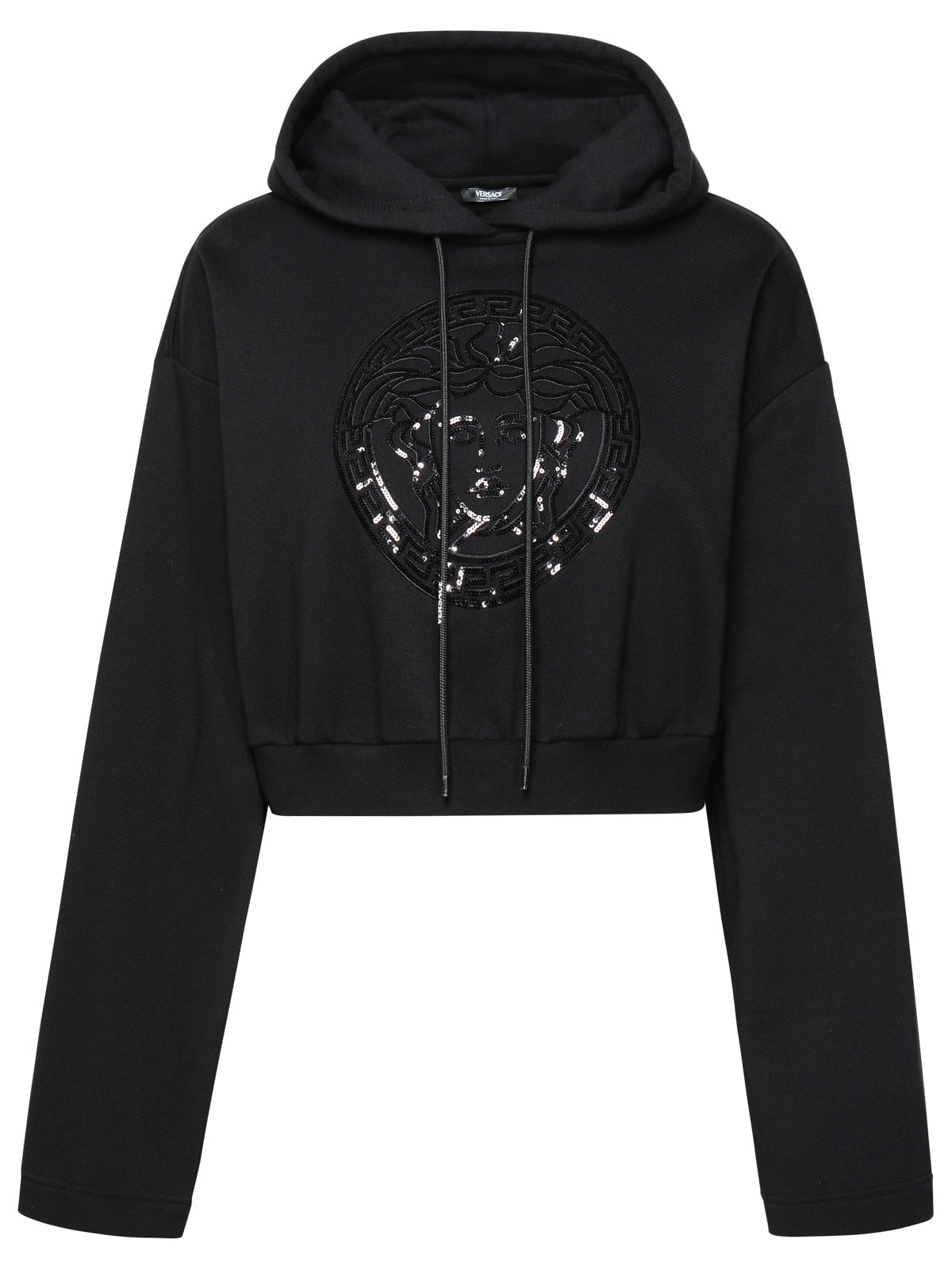 Shop Versace Medusa Black Cotton Sweatshirt
