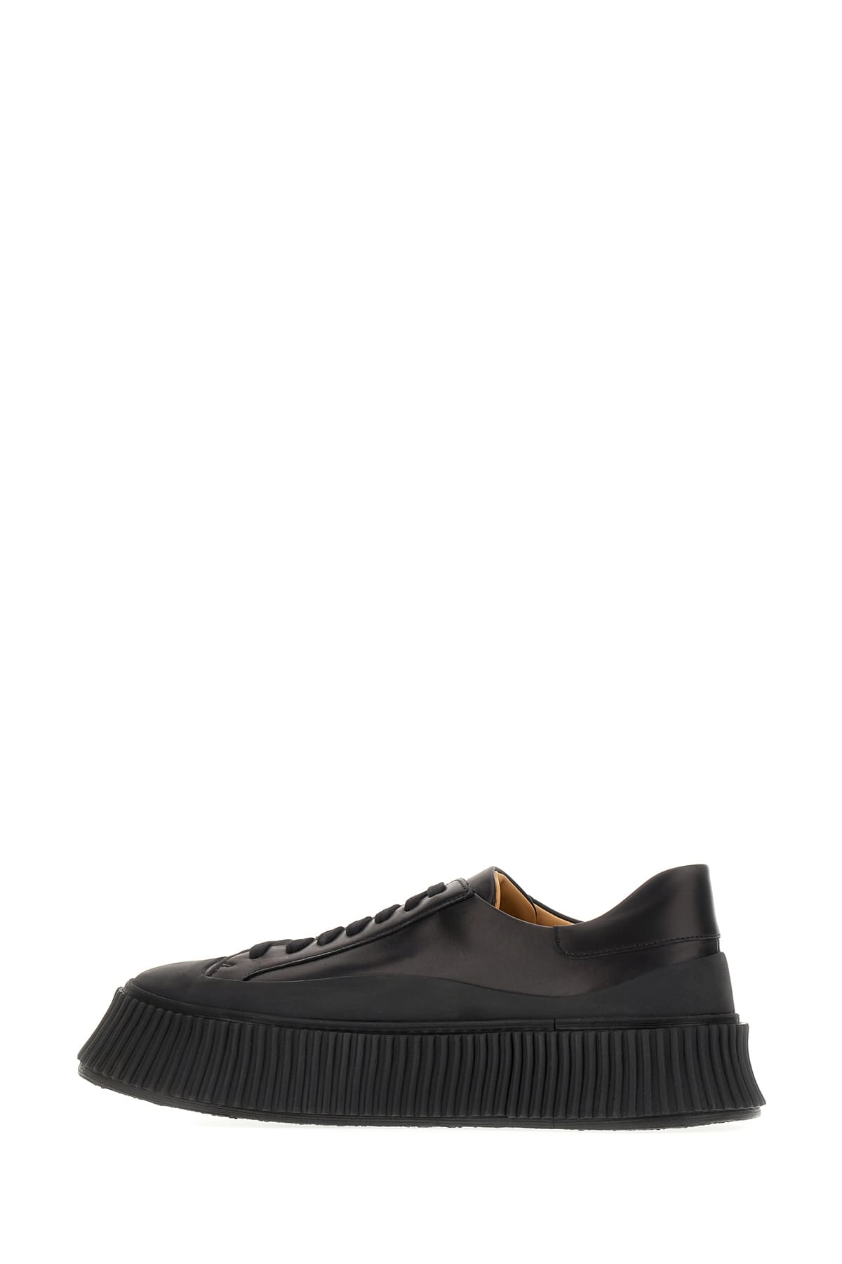 Shop Jil Sander Black Leather Sneakers In 001