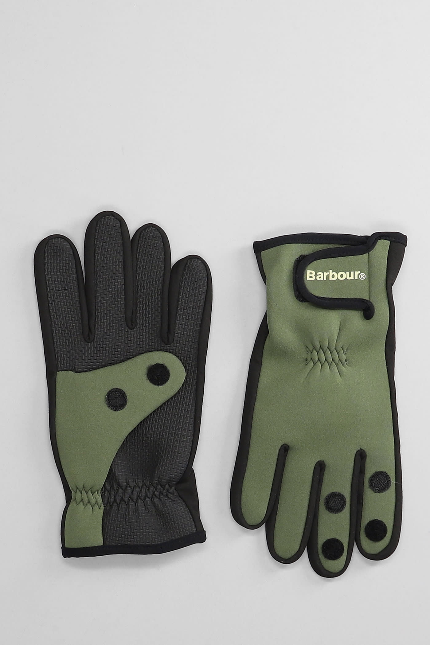 Shop Barbour Gloves In Green Polyester