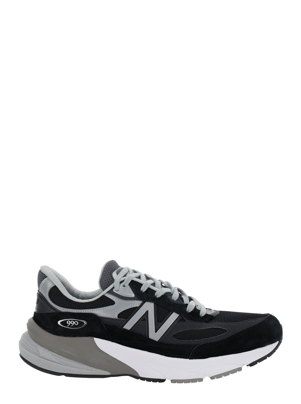 New Balance Black Low Top Sneakers With Logo Detail In Suede And Tech Fabric Man