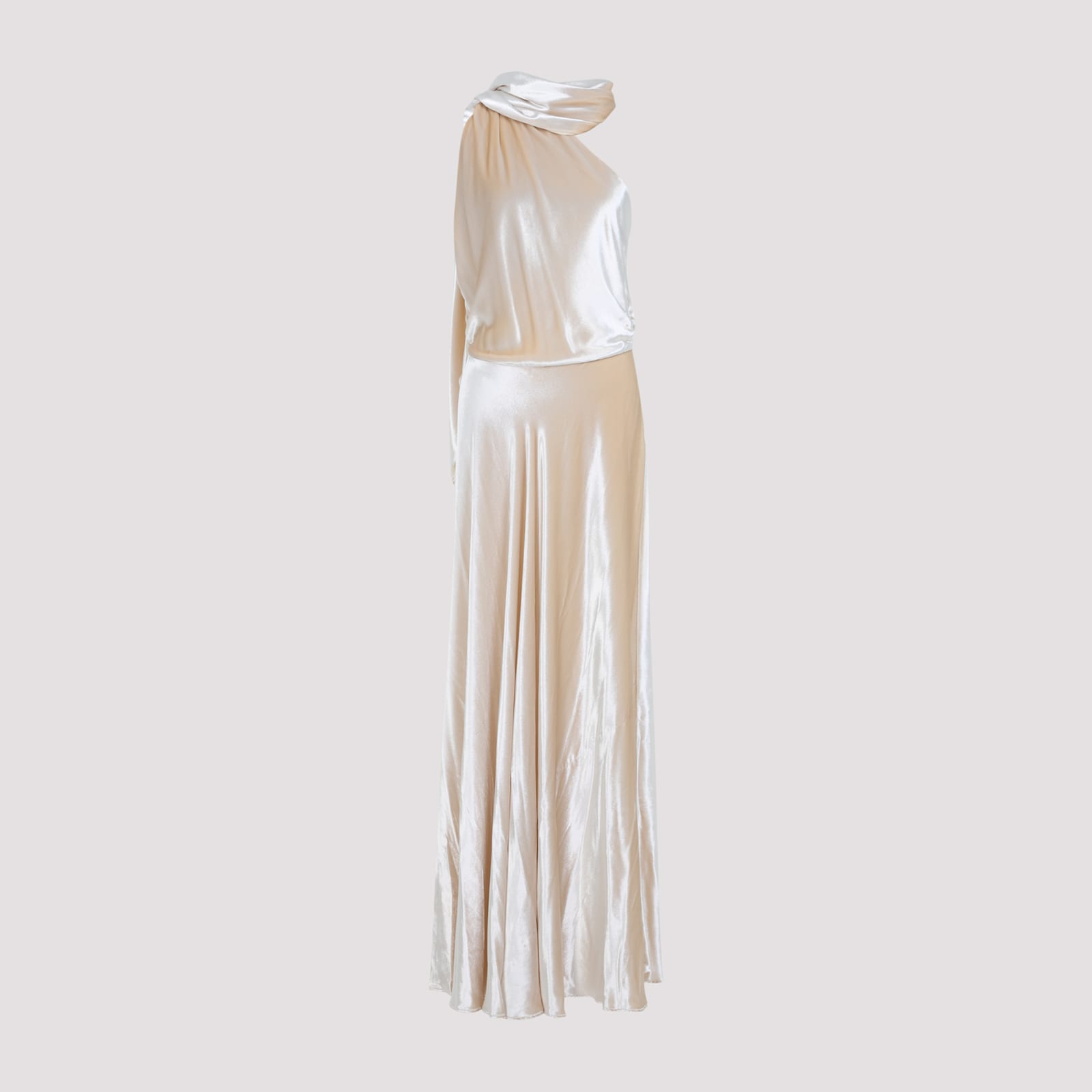 Alberta Ferretti One-shoulder Maxi Dress With Draped Sleeve In Pink