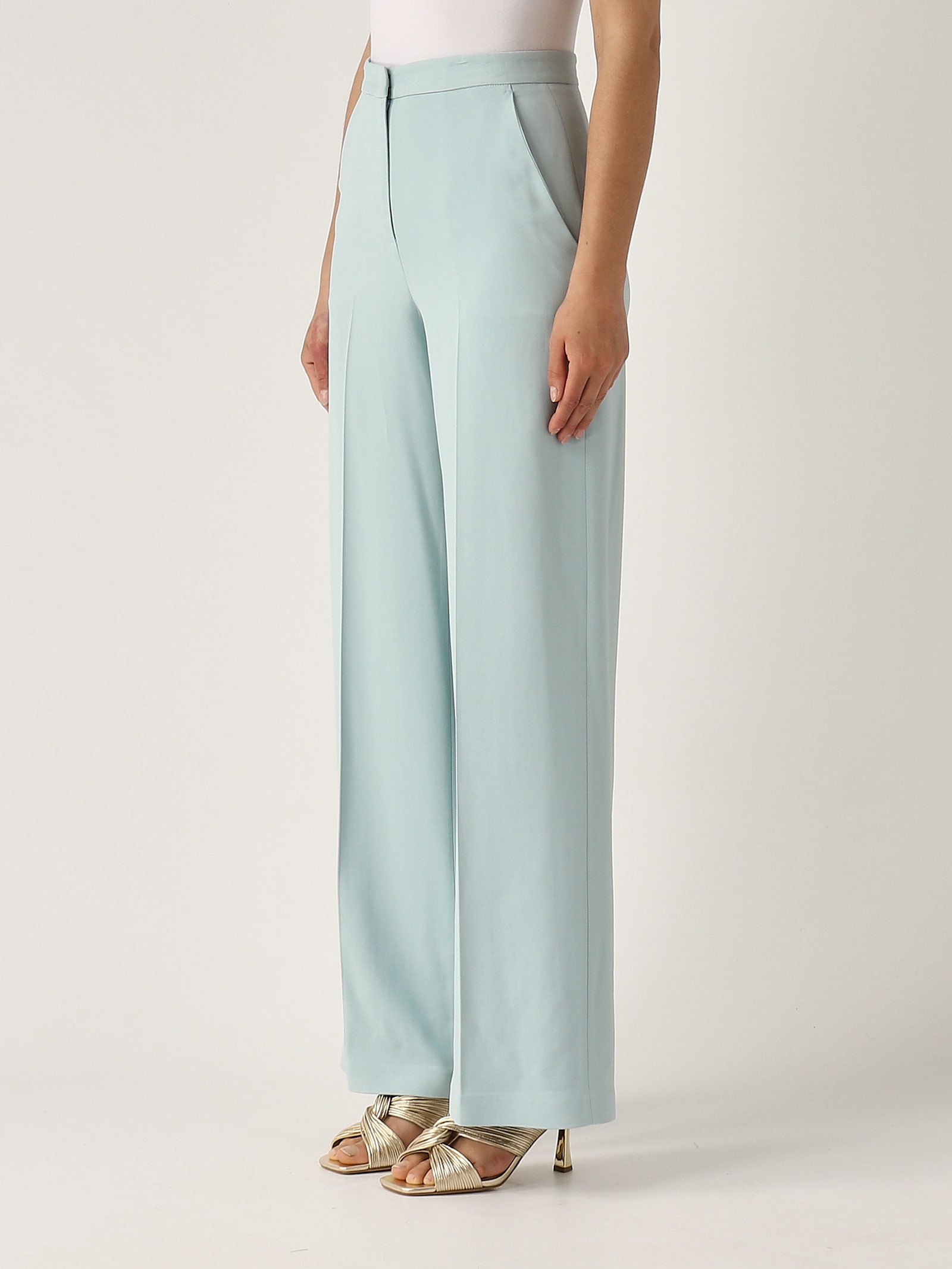 Pinko Pergamino Pantalone Trousers In Celeste