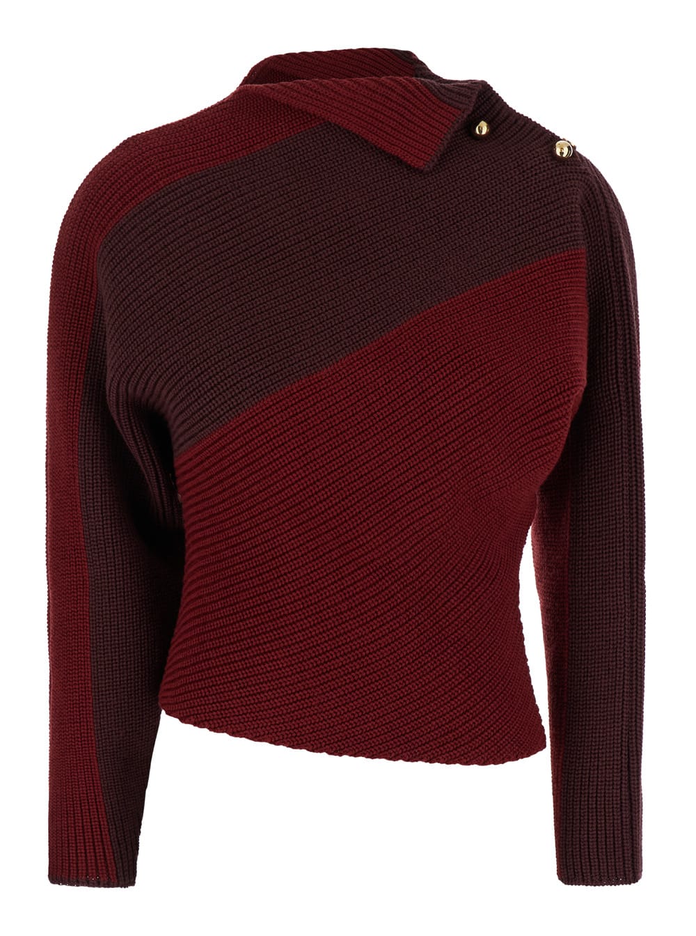 Shop Philosophy Di Lorenzo Serafini Red Stripe Sweater With Buttons In Wool Blend Woman In Bordeaux/rubino