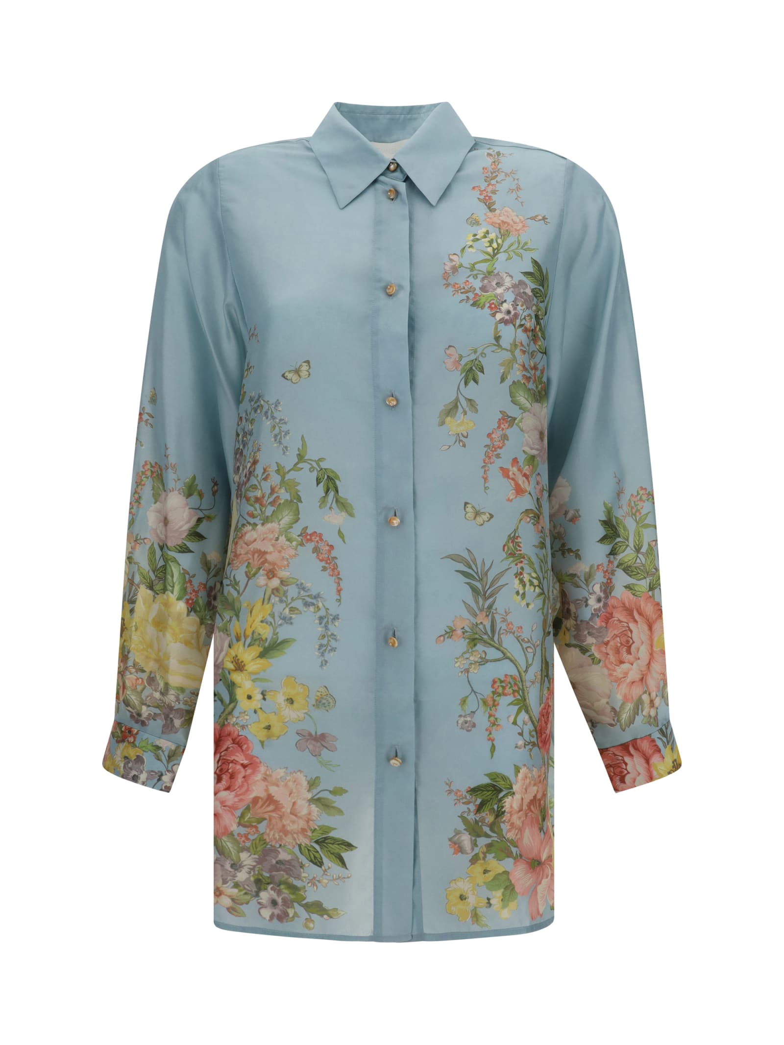 Shop Zimmermann Waverly Relaxed Shirt In Clear Blue