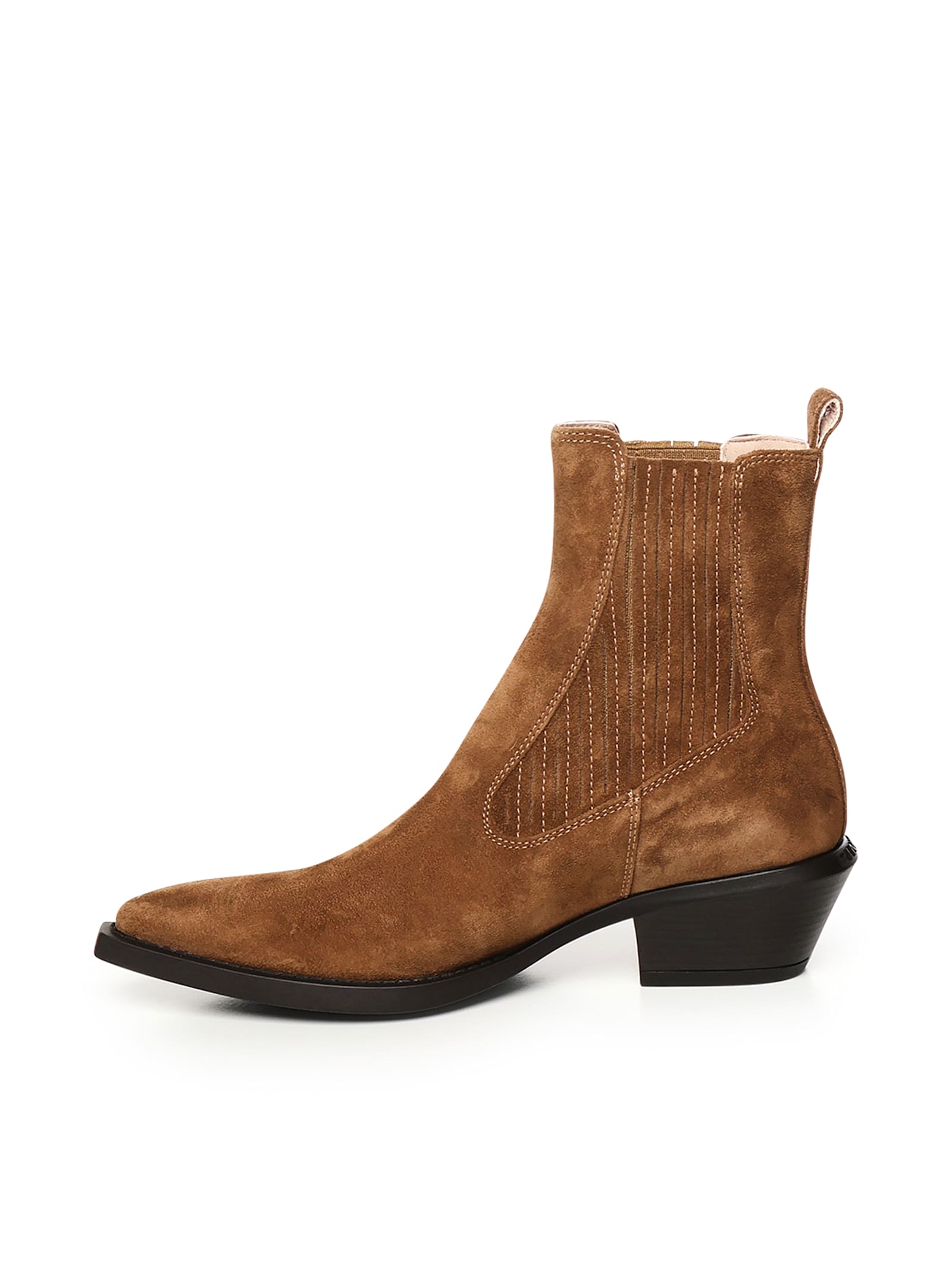 Shop Pinko Suede Ankle Cowboy Boots In Brown