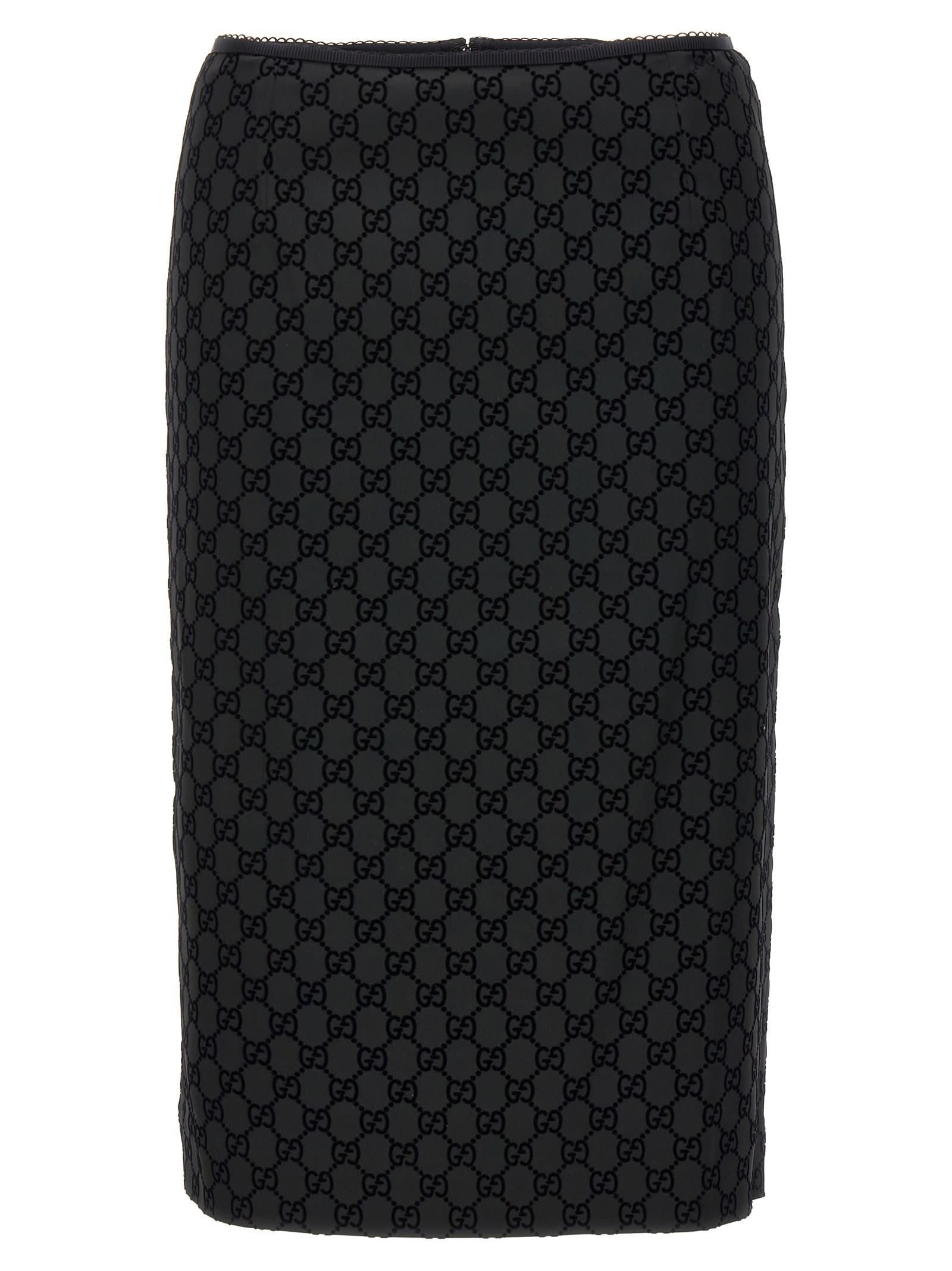Shop Gucci Silk Duchesse Skirt In Black