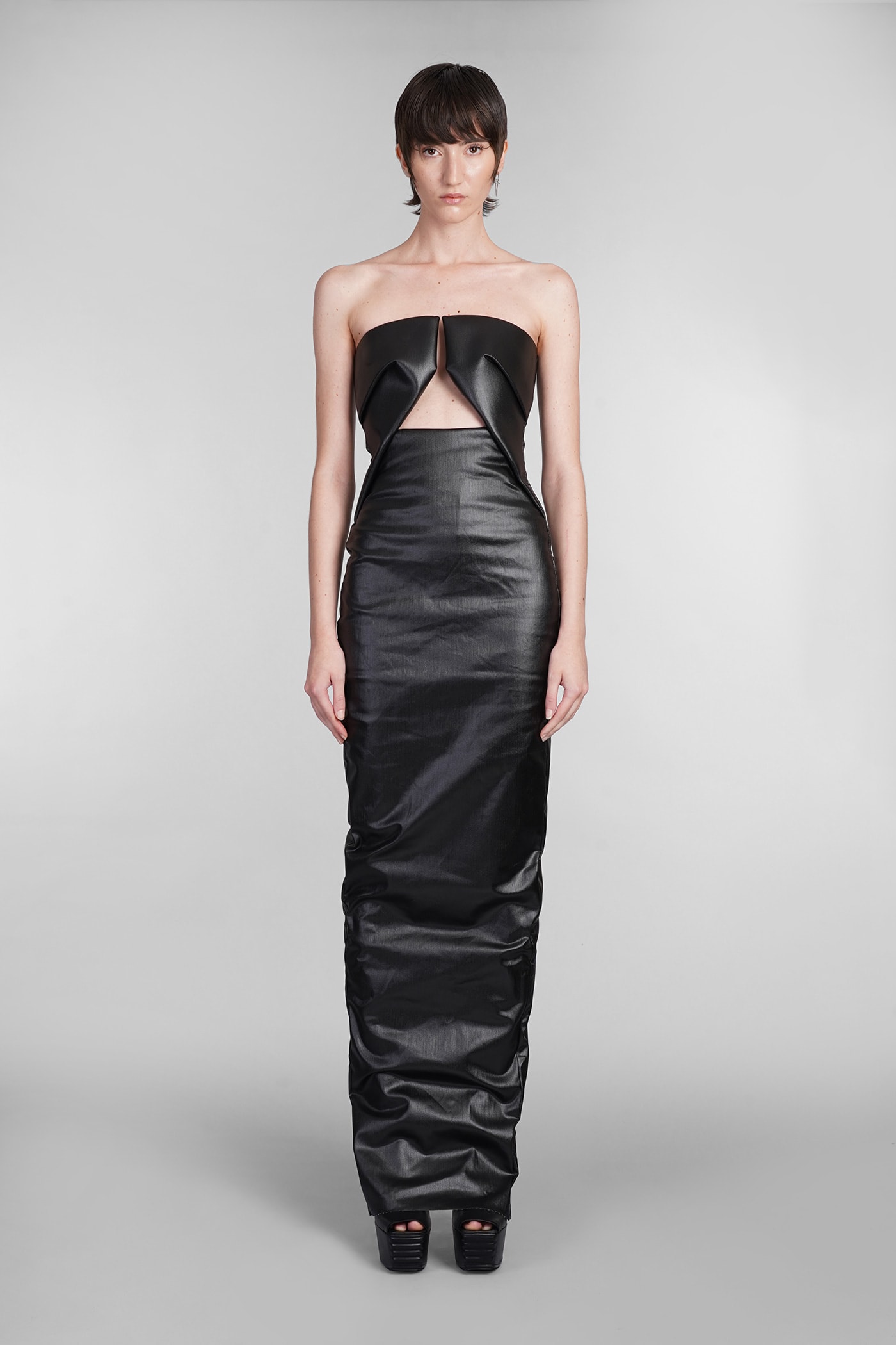 Shop Rick Owens Prong Gown Dress In Black Cotton