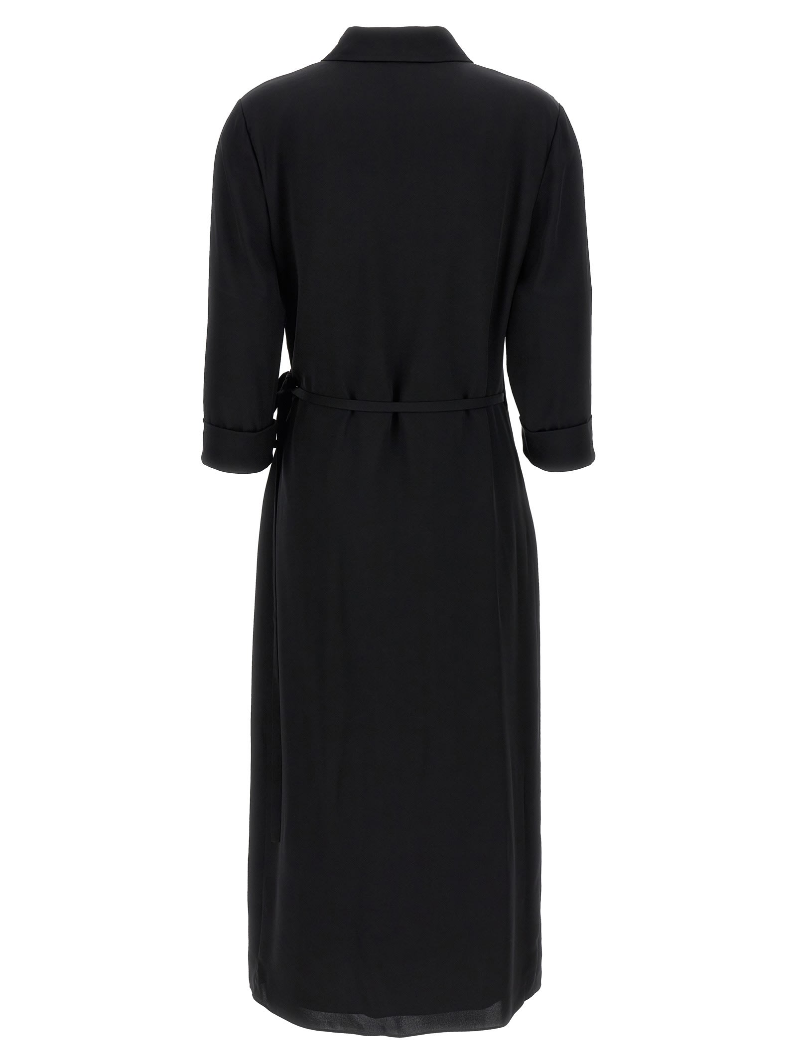 Theory Womens Black Lapel Wrap-front Silk-satin Midi Dress In Black