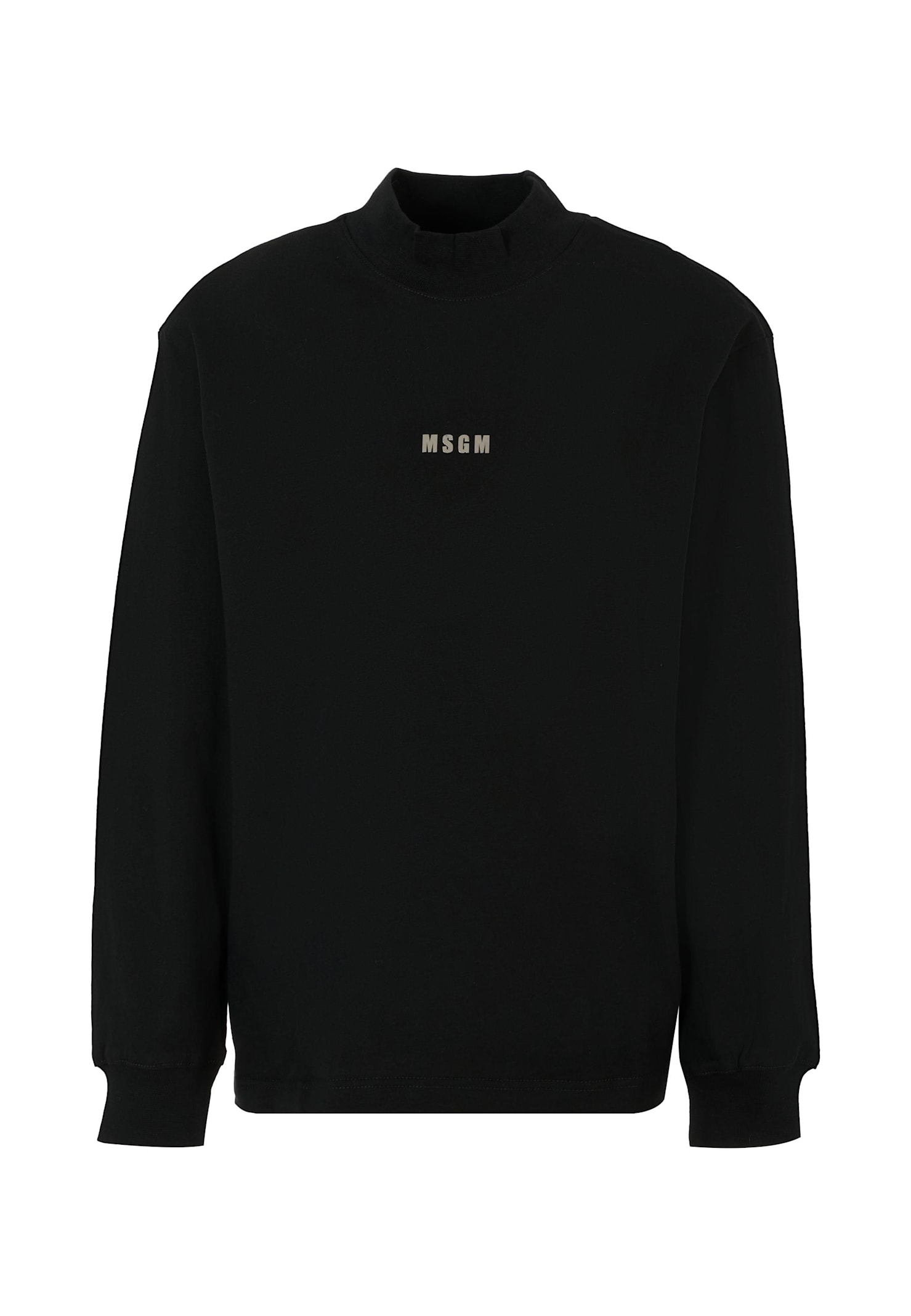 Msgm Mock-neck Logo-print Sweatshirt In Black