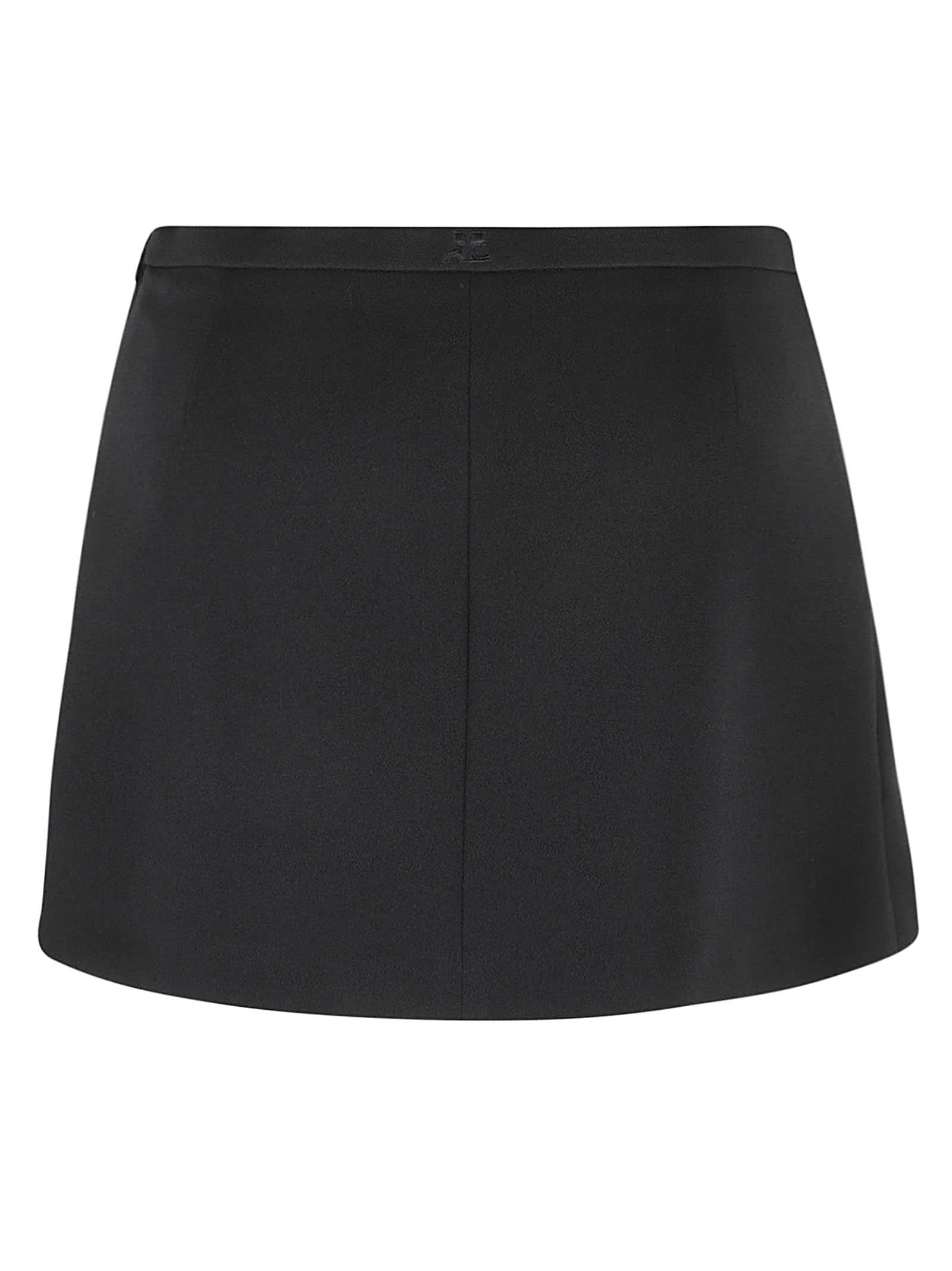 Courrèges Twill Mini Skirt With Zipper In Black