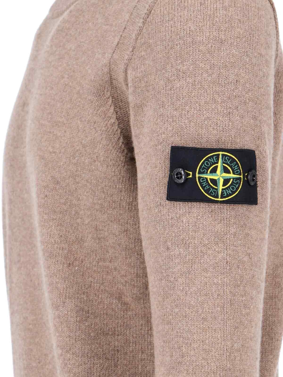 Shop Stone Island Logo Crew Neck Sweater In Marrone